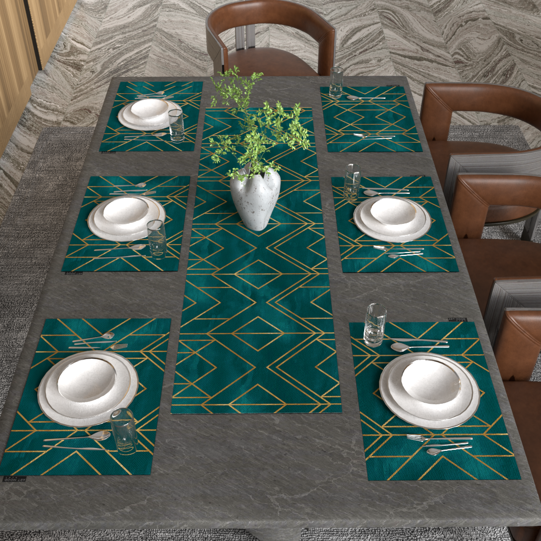 Golds Teal Placemats & Runner Set