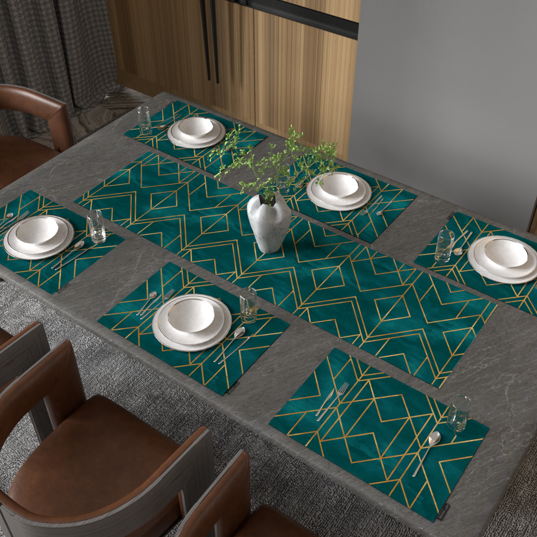Golds Teal Placemats & Runner Set