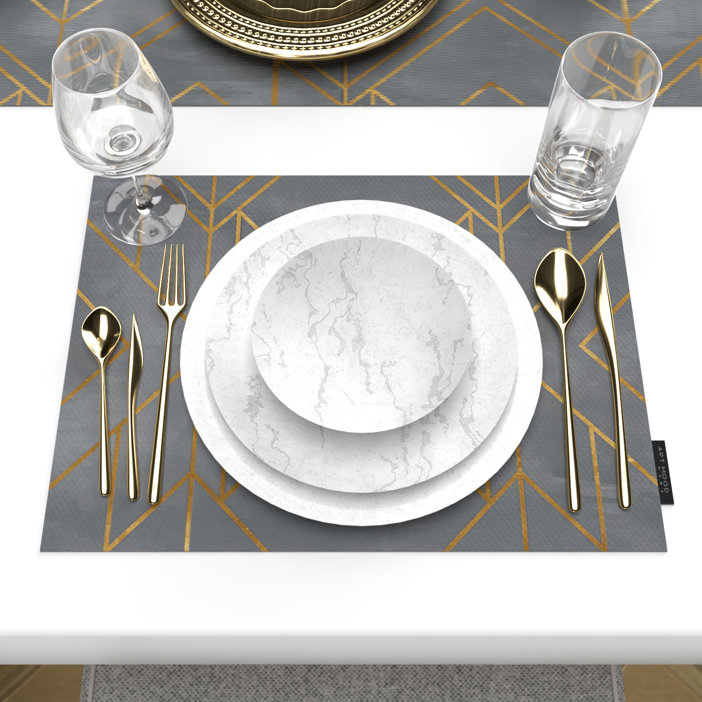 Golds Grey Placemats & Runner Set