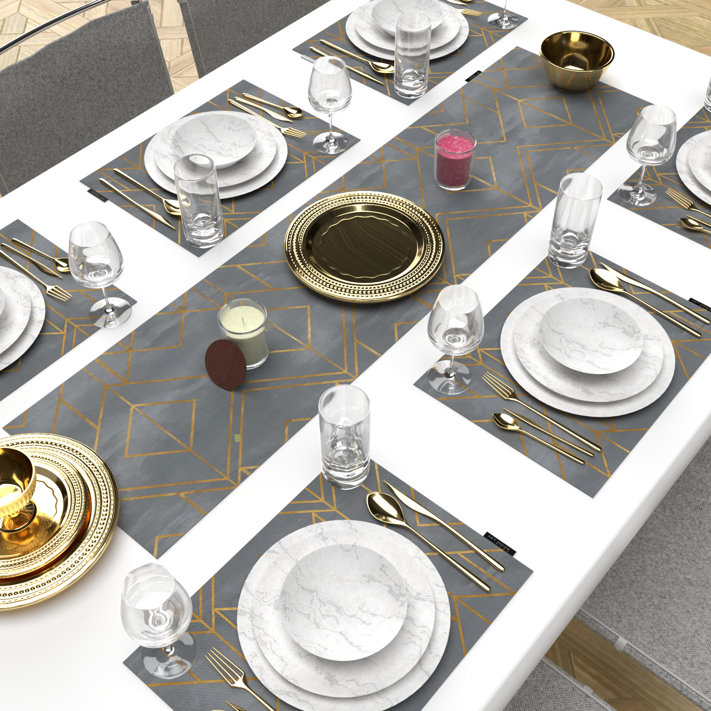 Golds Grey Placemats & Runner Set