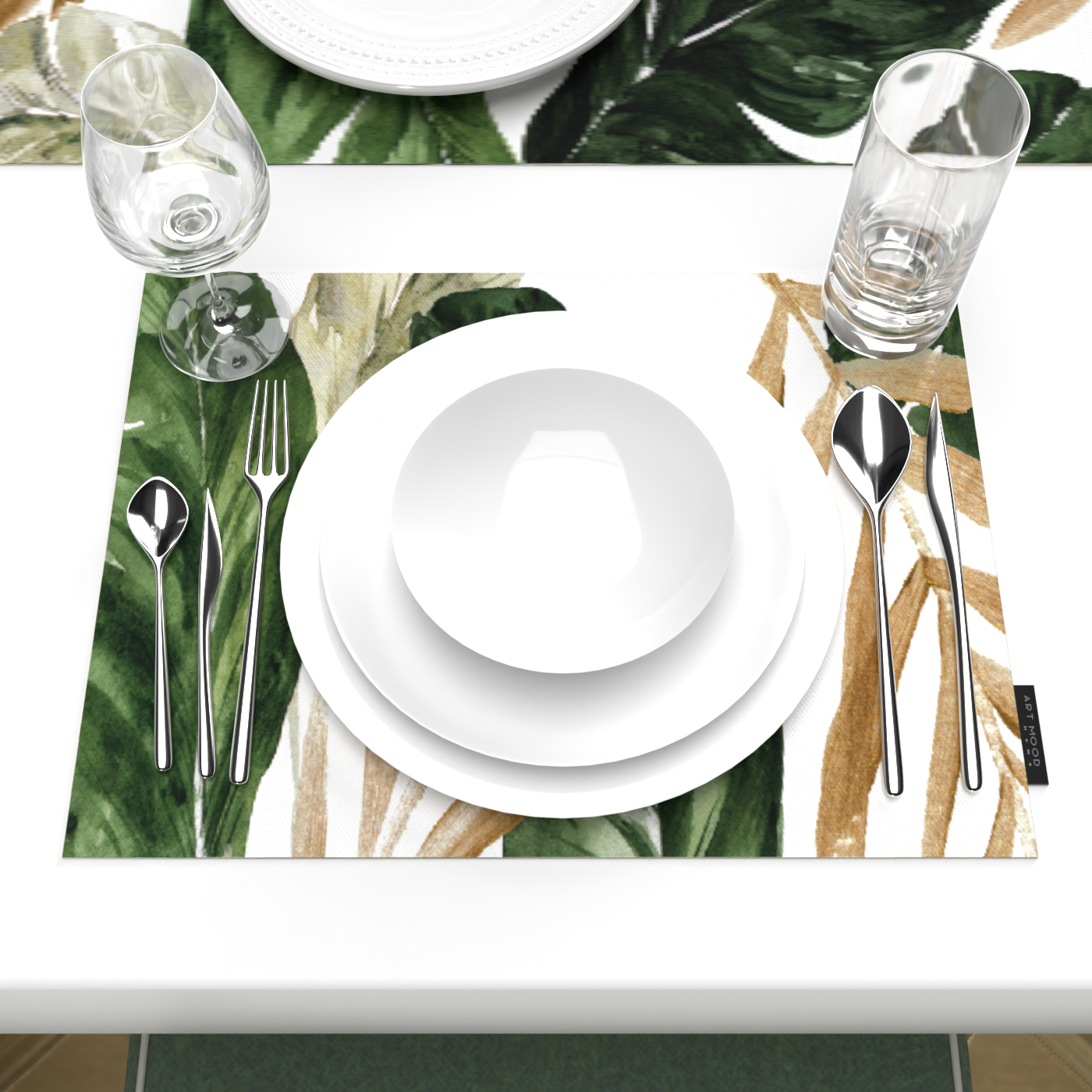 Ensemble de sets de table et chemin de table Richy Leaf