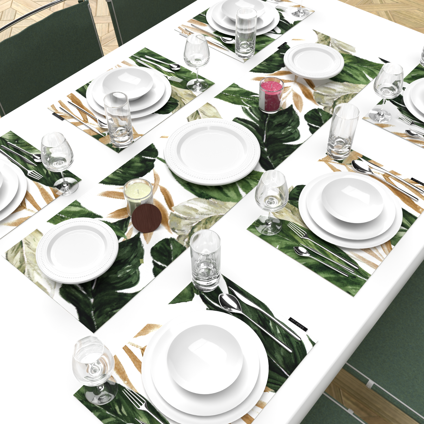 Ensemble de sets de table et chemin de table Richy Leaf