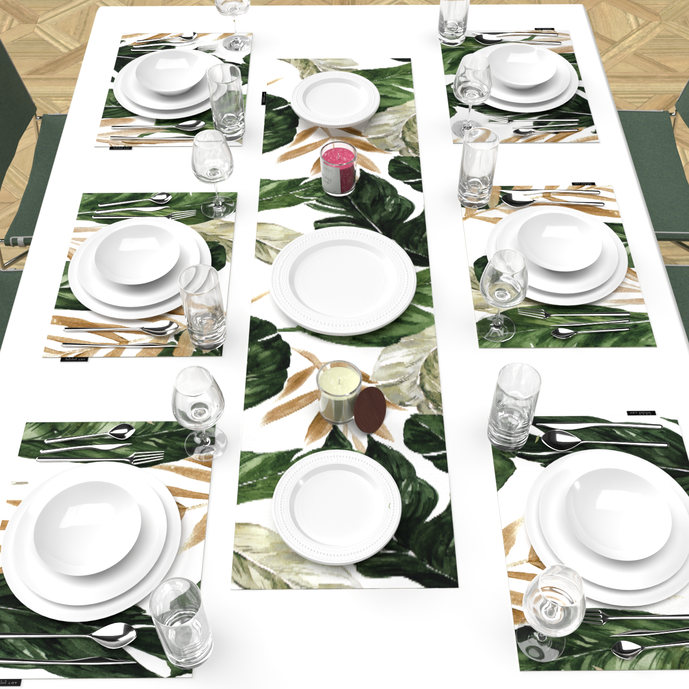 Ensemble de sets de table et chemin de table Richy Leaf