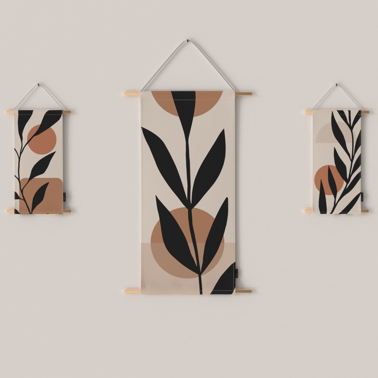 Ensemble d'affiches en tissu à feuilles noires