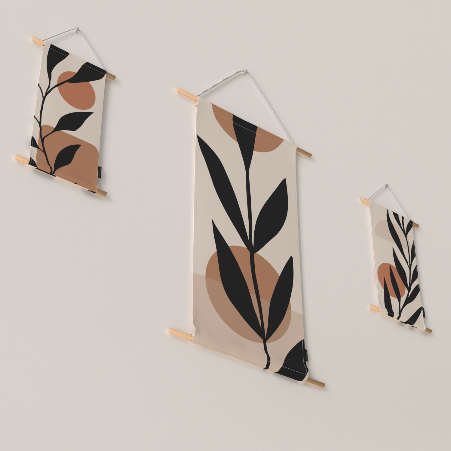 Ensemble d'affiches en tissu à feuilles noires