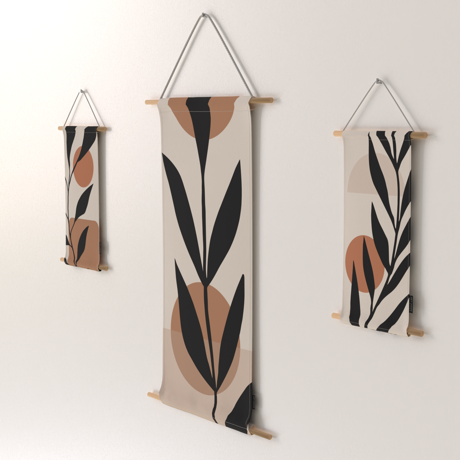 Ensemble d'affiches en tissu à feuilles noires