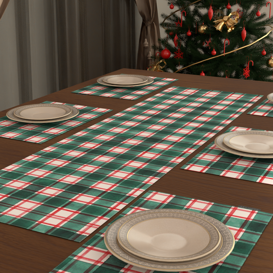 Christmas 7 Placemats & Runner Set