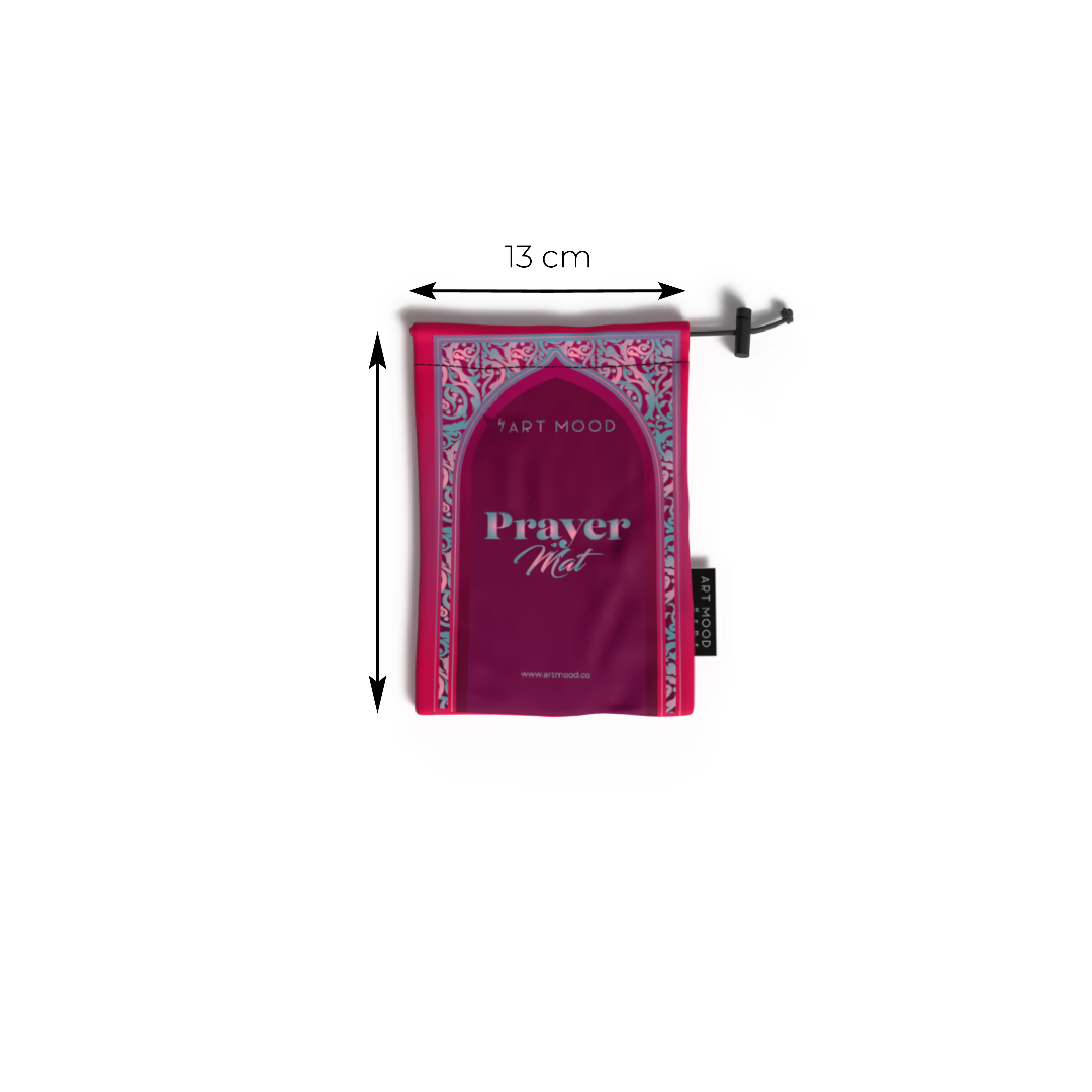 Prayer Mat AL-Hedaya Dark Fuchsia & Turquoise - Waterproof Pocket Size