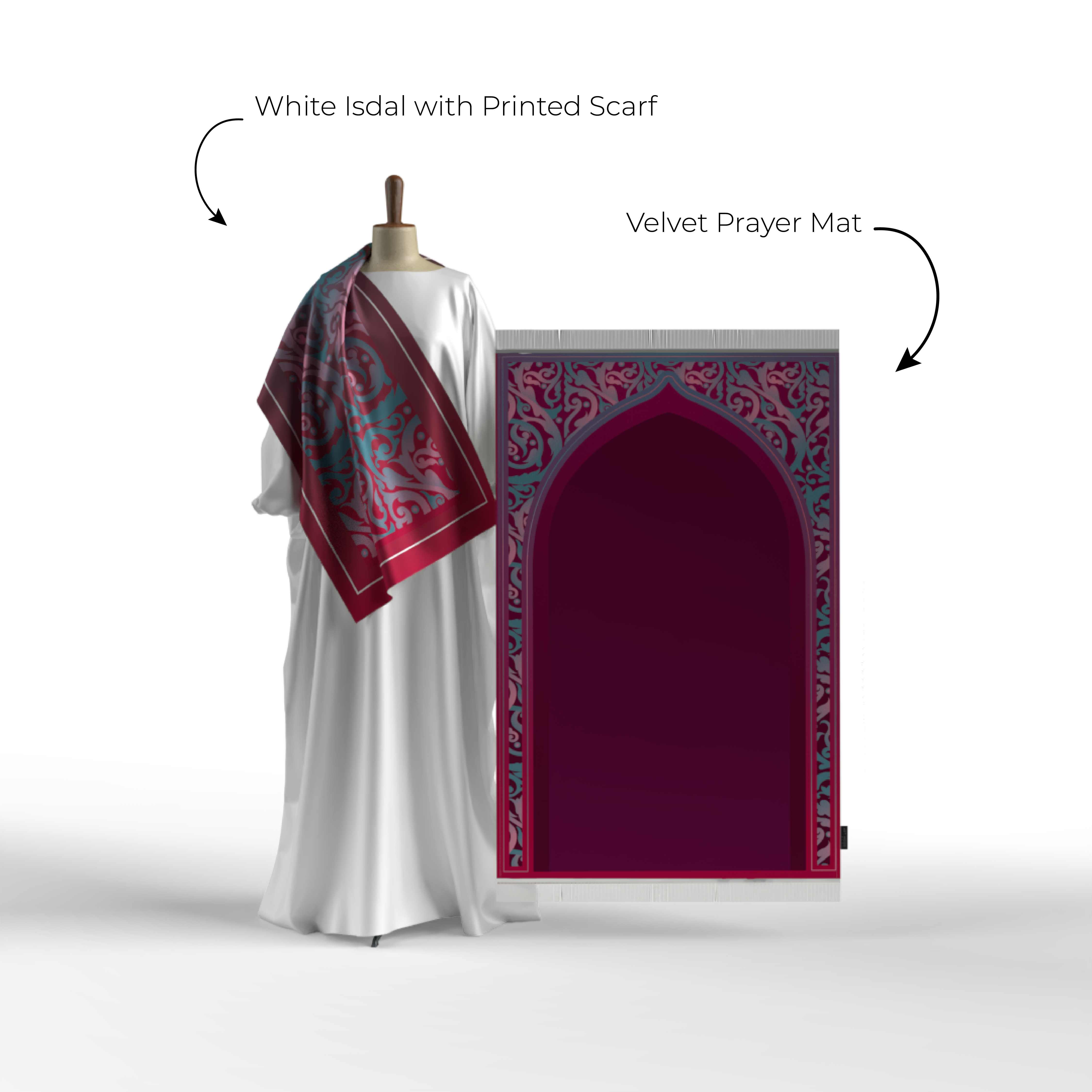 Prayer Wear - Isdal AL-HEDAYA FUCHSIA & TURQUOISE