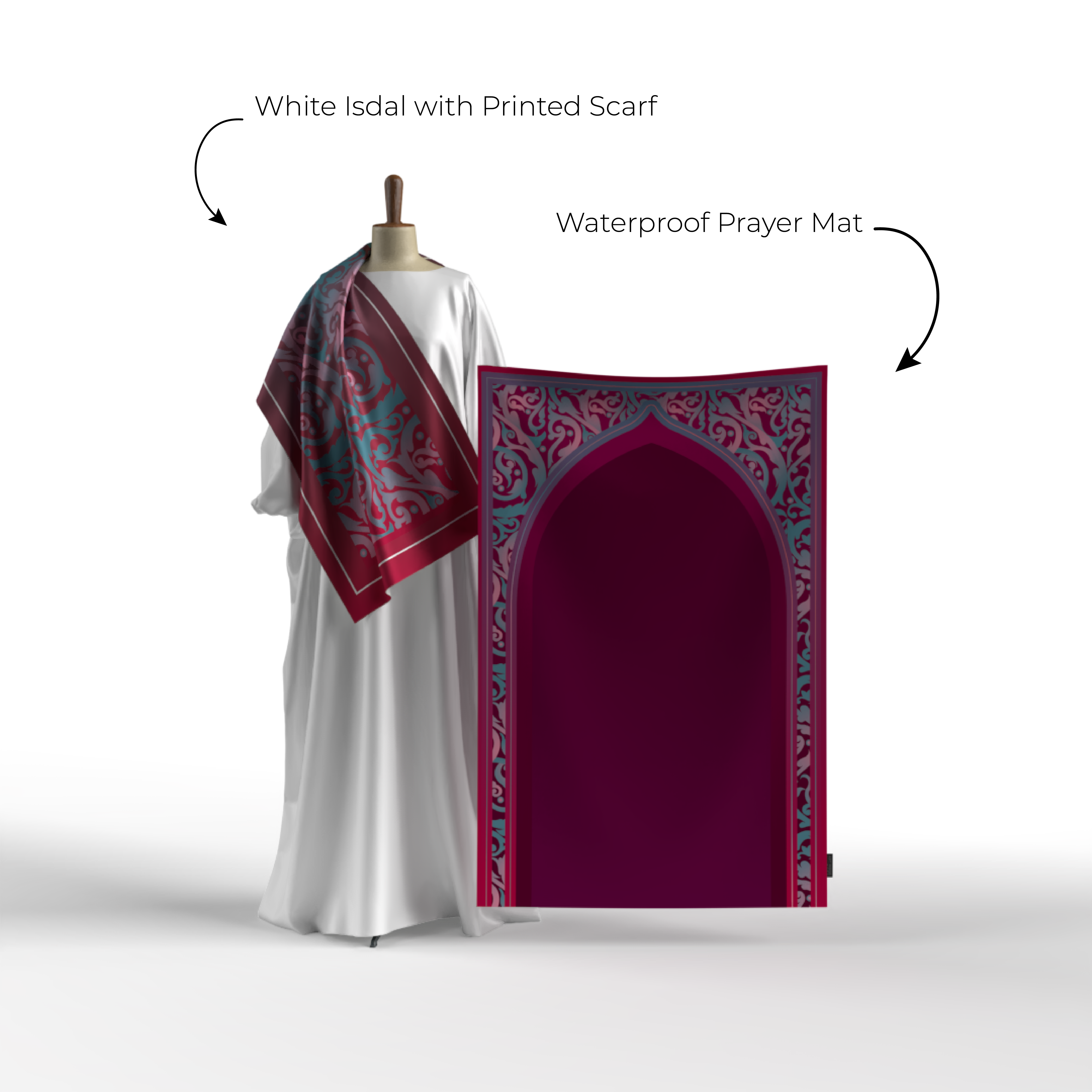 Prayer Wear - Isdal AL-HEDAYA FUCHSIA & TURQUOISE