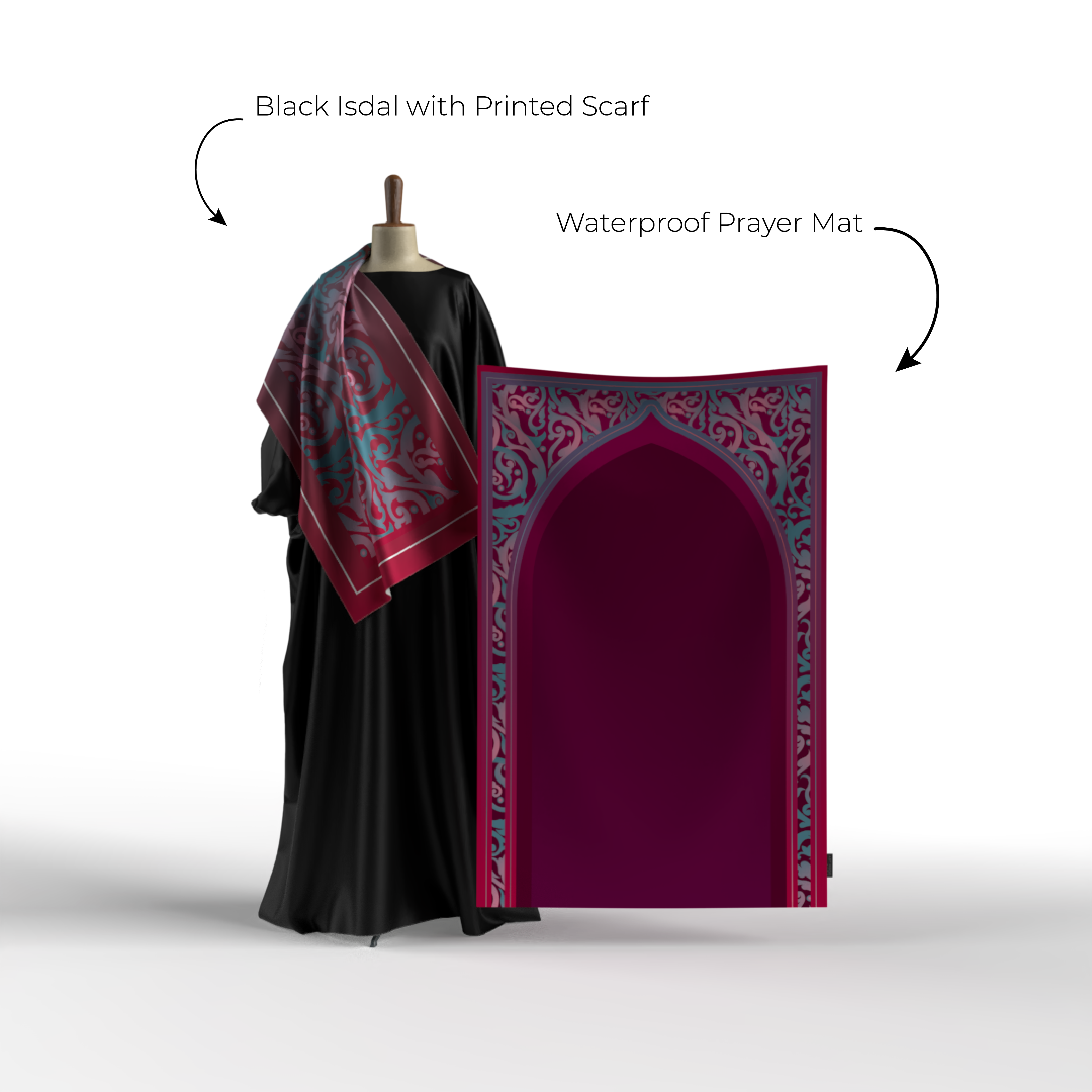 Prayer Wear - Isdal AL-HEDAYA FUCHSIA & TURQUOISE