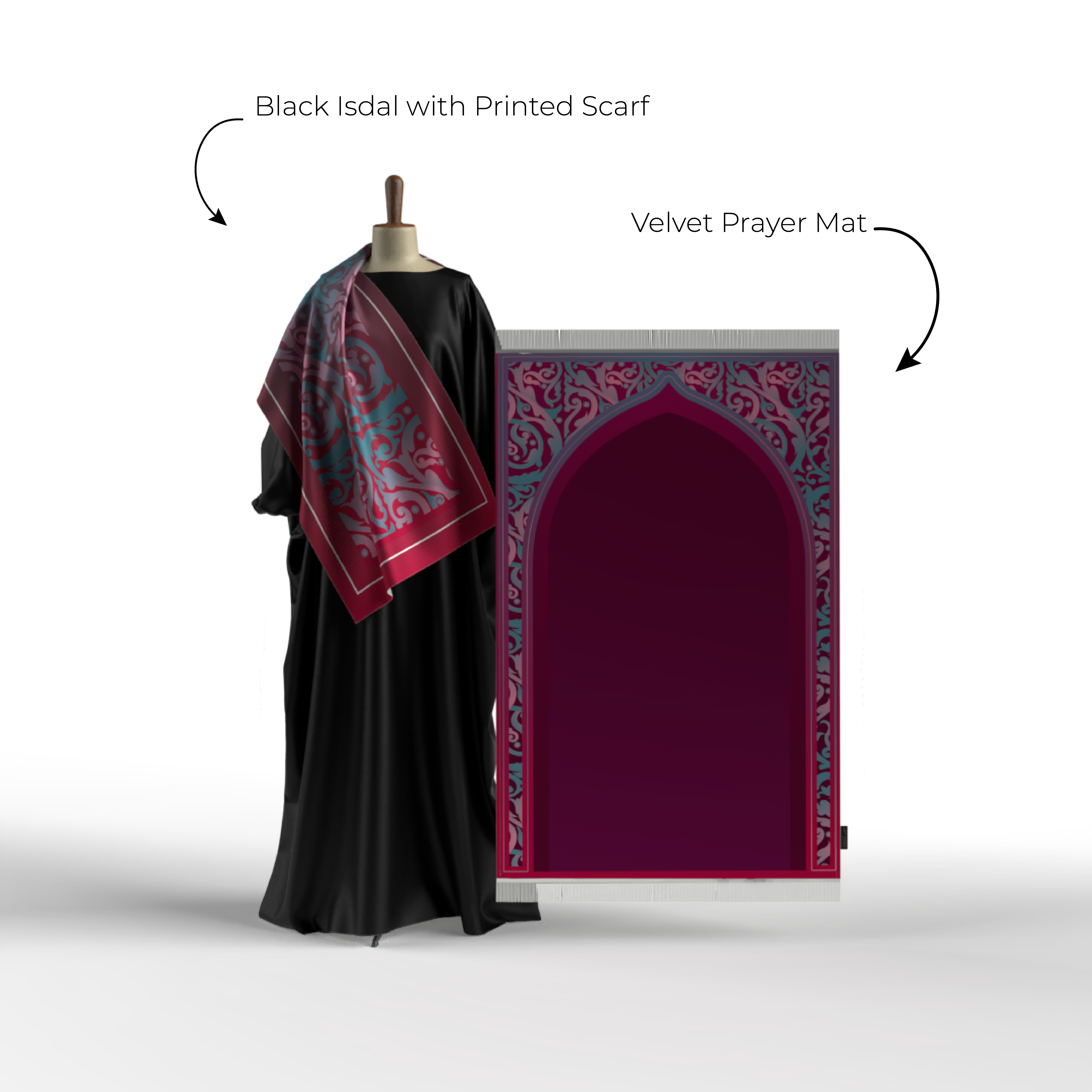 Prayer Wear - Isdal AL-HEDAYA FUCHSIA & TURQUOISE