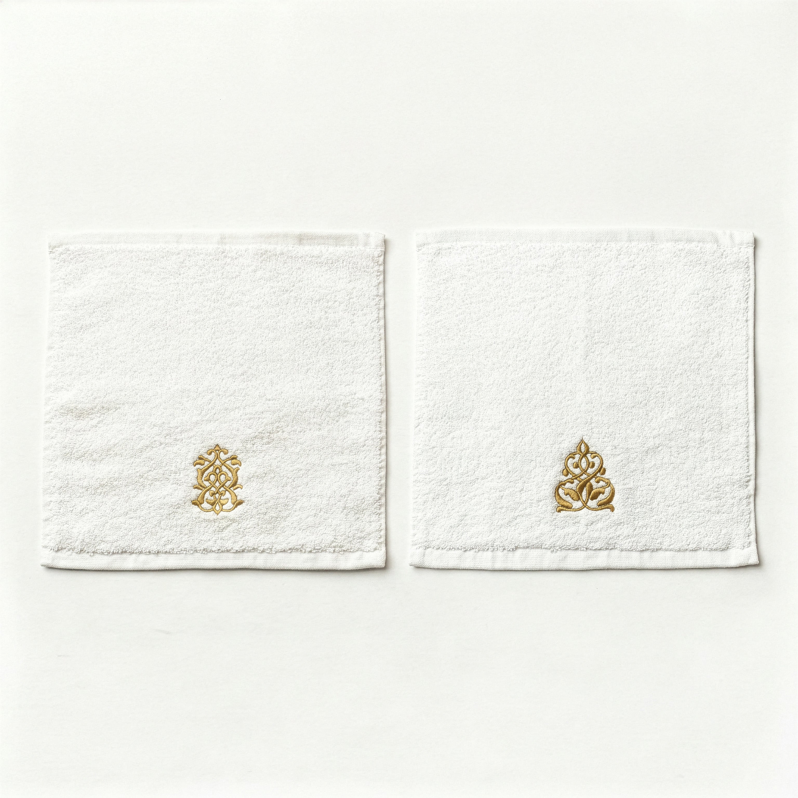 Guest Cotton Towels - Embroidered  - White 600GSM - Set of 2