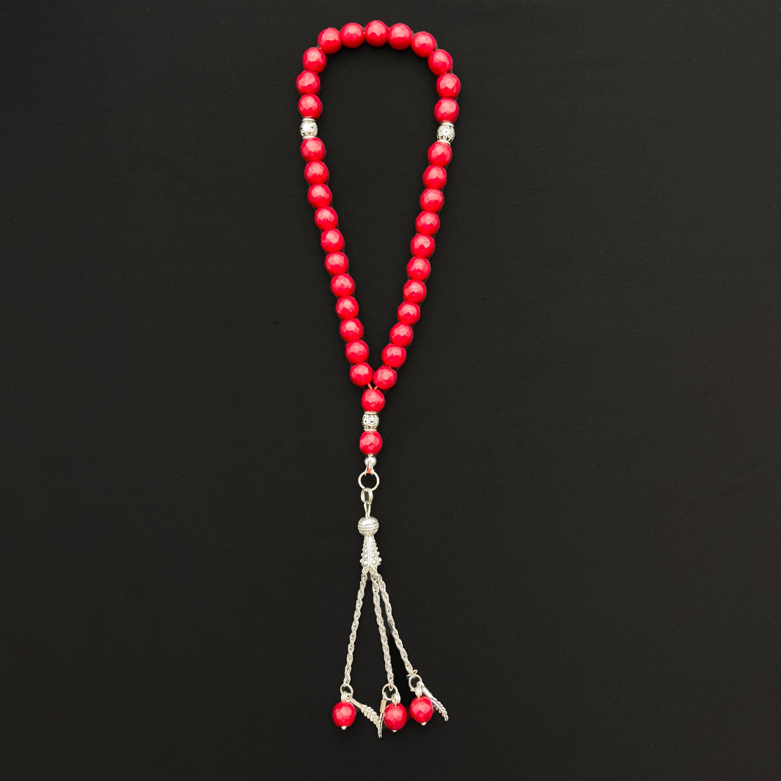 Prayer Rosary Agate Red Yaqoot Stone - سبحة حجر عقيق أحمر ياقوتي