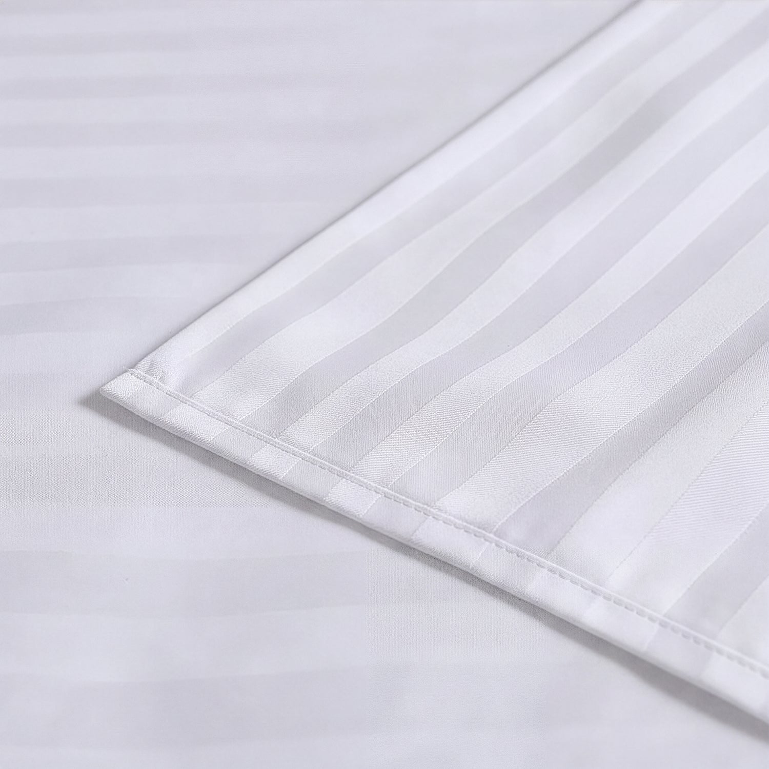 HOTEL BED SHEETS & PILLOW CASE SET - ESSENTIAL SETS - 100% COTTON PREMIUM STRIPED SATEEN - 300 TC