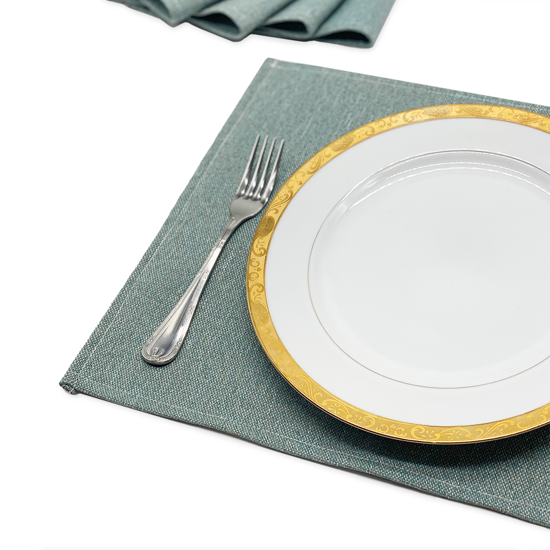 Linen Placemats & Runner Set - Mint Green