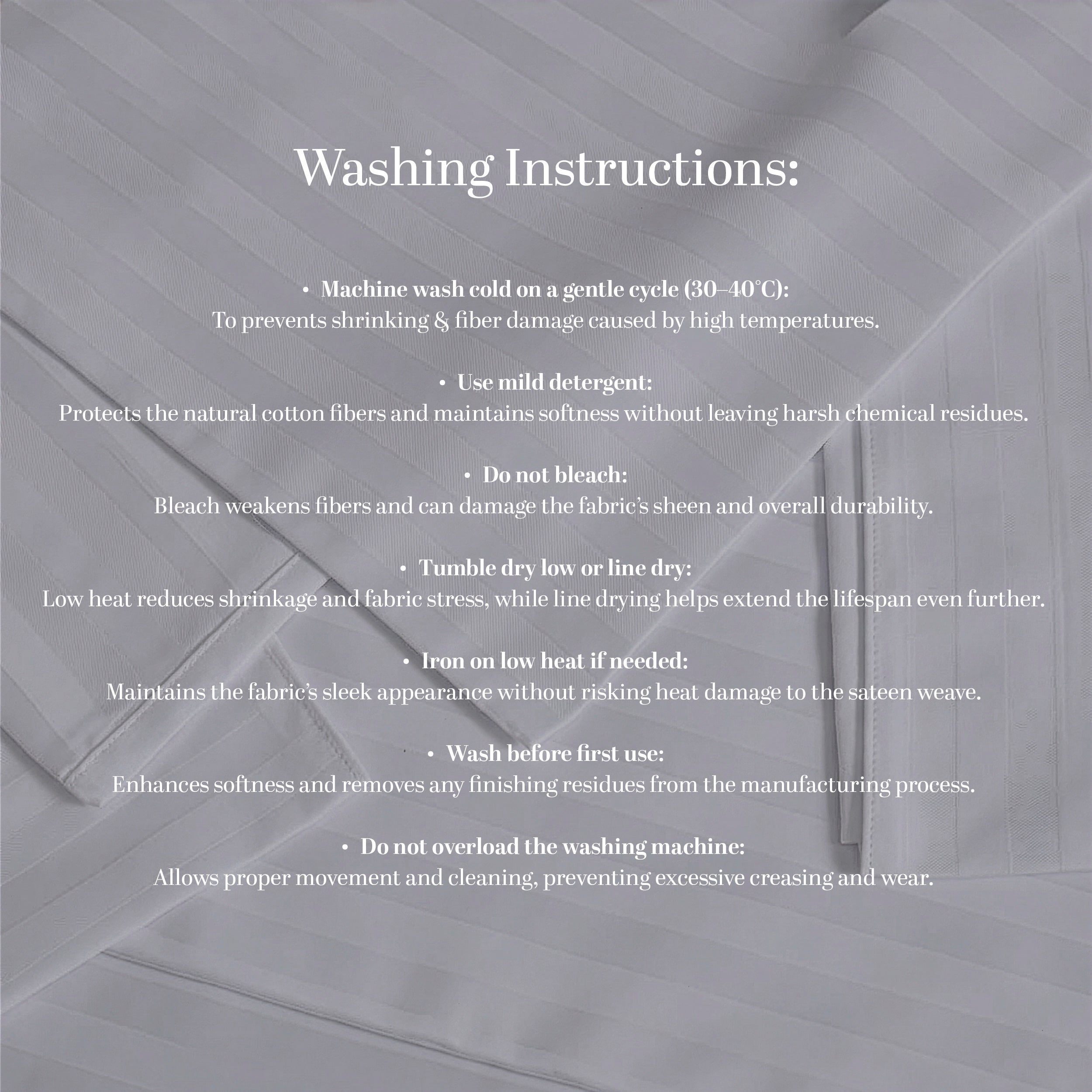 HOTEL BED SHEETS & PILLOW CASE SET - ESSENTIAL SETS - 100% COTTON PREMIUM STRIPED SATEEN - 300 TC