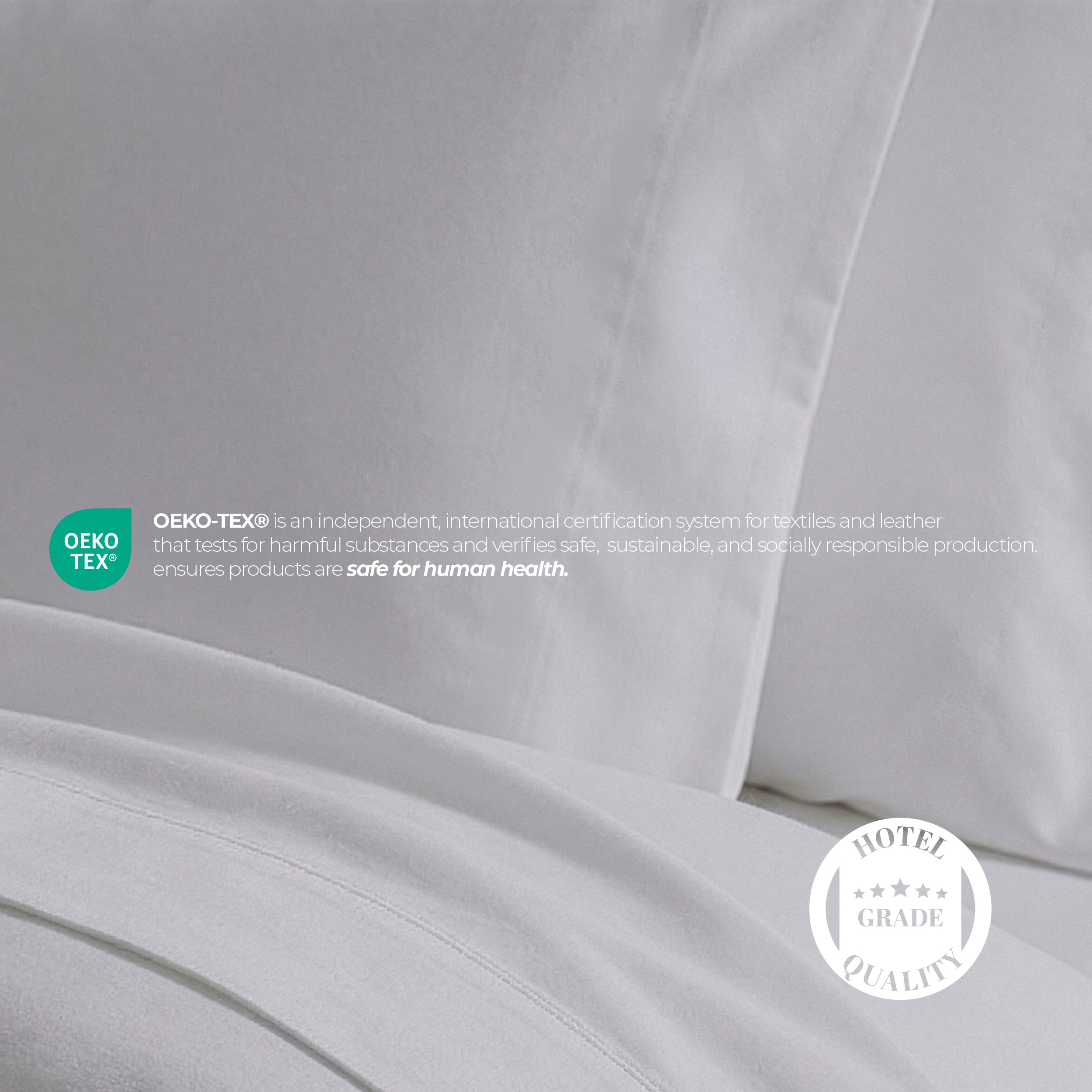 HOTEL BED SHEETS & PILLOW CASE SET - ESSENTIAL SETS - 100% COTTON PREMIUM STRIPED SATEEN - 300 TC