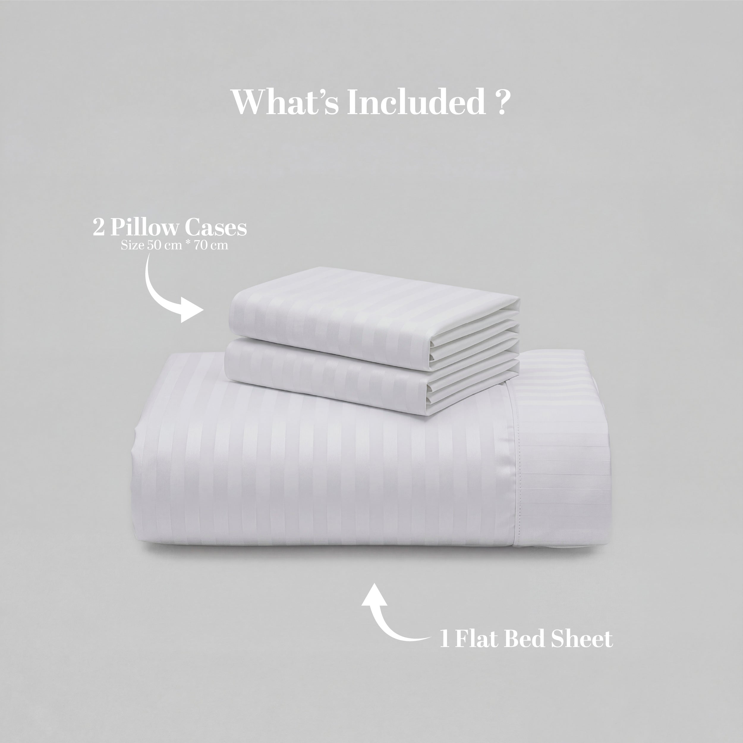 HOTEL BED SHEETS & PILLOW CASE SET - ESSENTIAL SETS - 100% COTTON PREMIUM STRIPED SATEEN - 300 TC