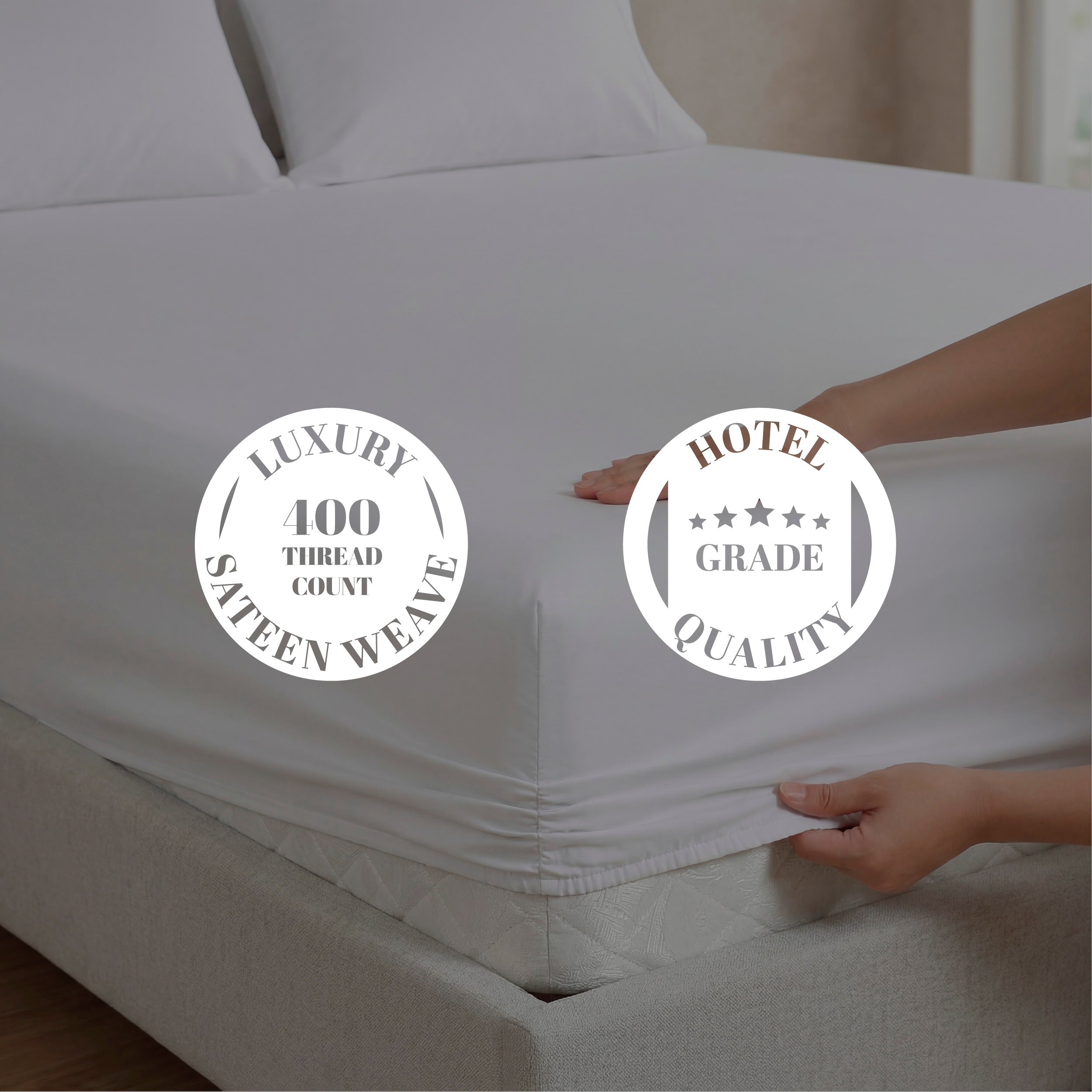 HOTEL BED SHEETS & PILLOW CASE SET - ESSENTIAL SETS - 100% COTTON LUXURY SATEEN - 400 TC