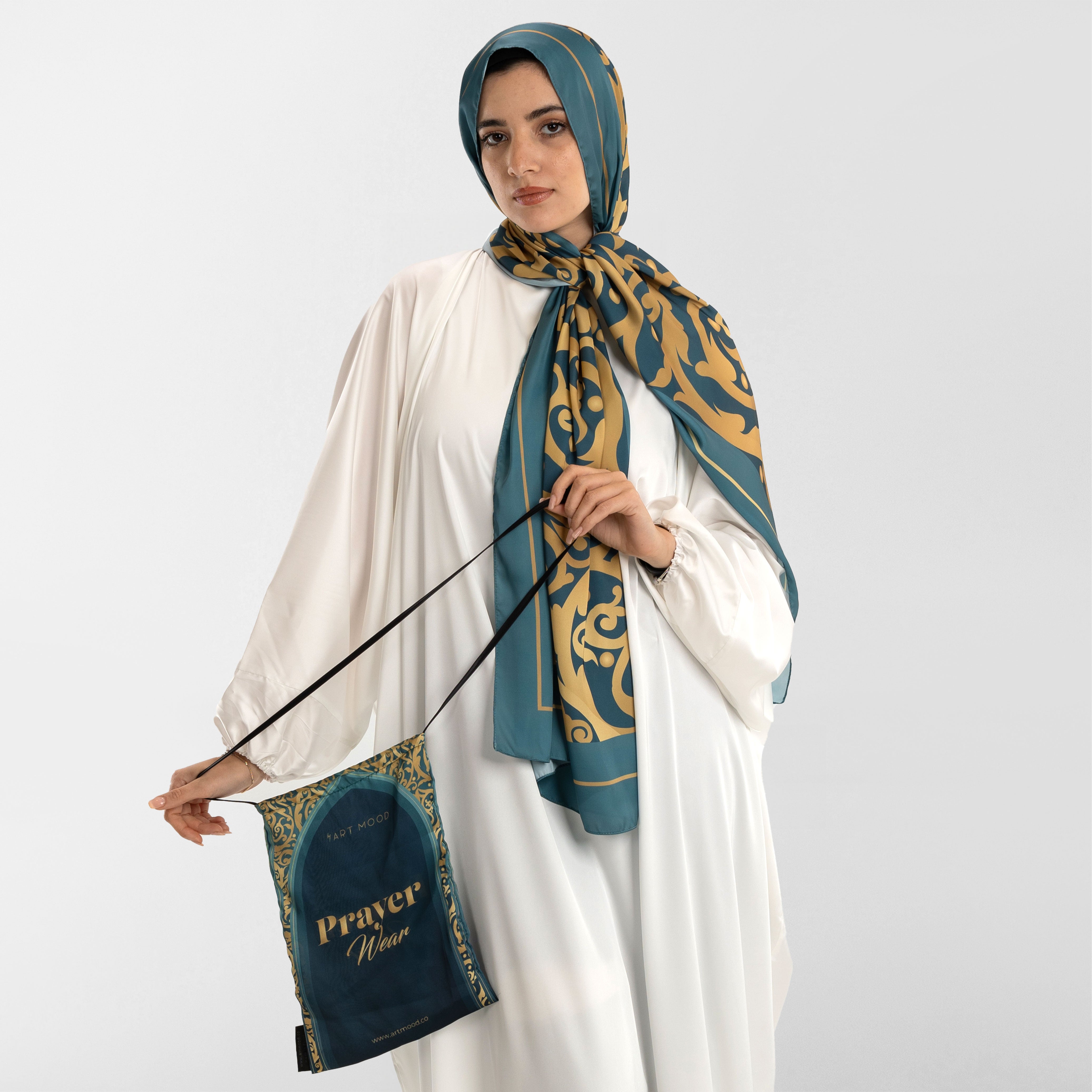 Prayer Wear - Isdal AL-HEDAYA TEAL & GOLD