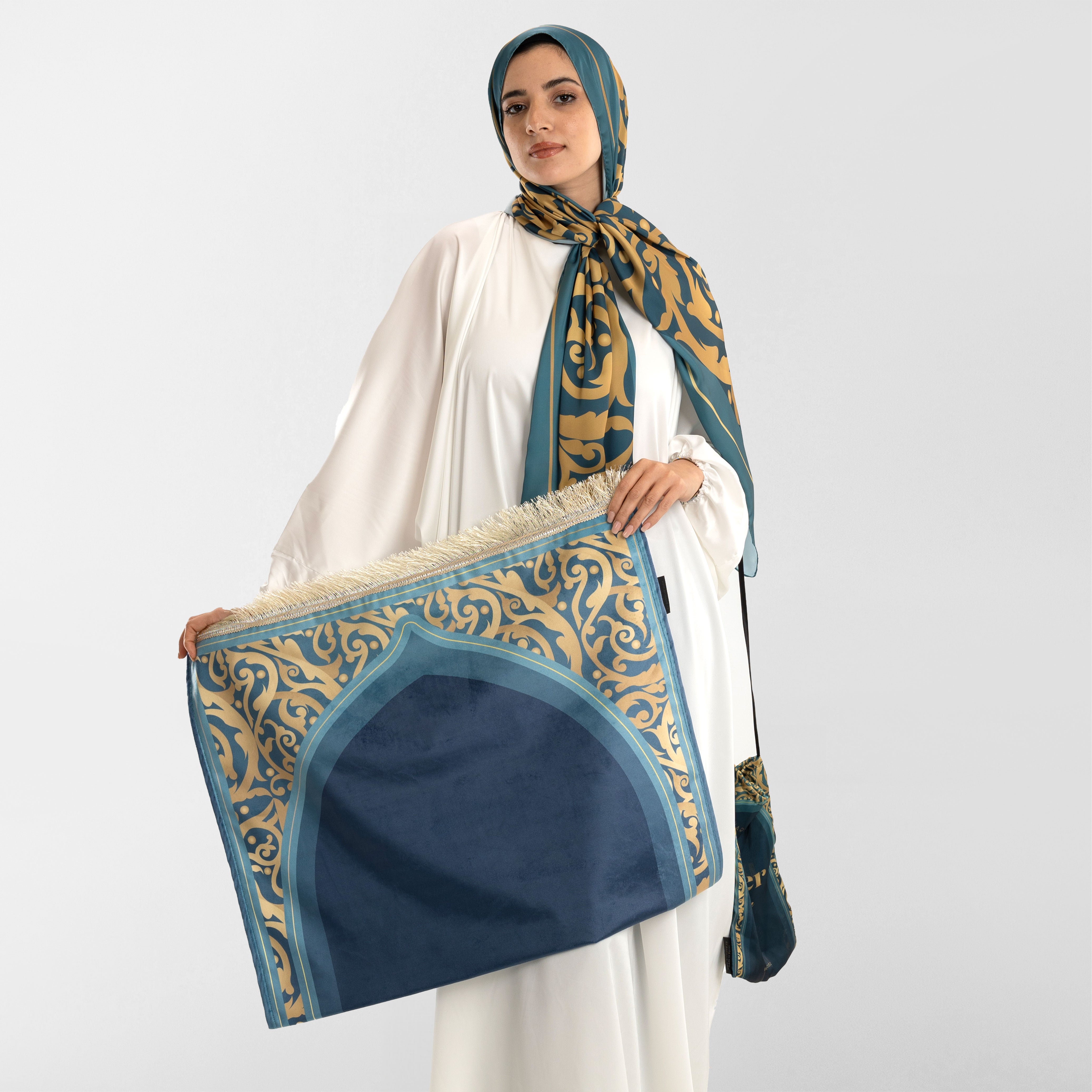 Prayer Wear - Isdal AL-HEDAYA TEAL & GOLD