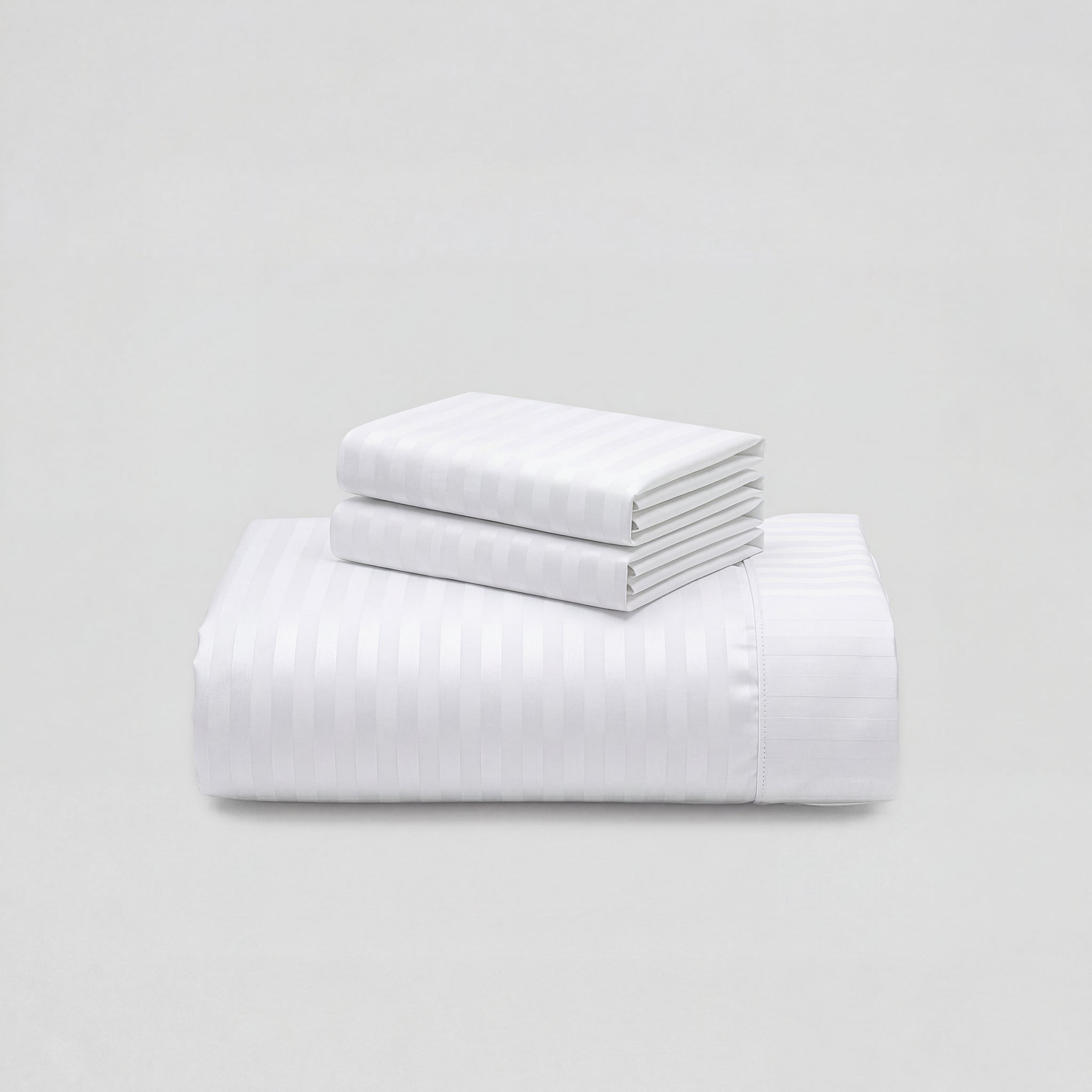 HOTEL BED SHEETS & PILLOW CASE SET - ESSENTIAL SETS - 100% COTTON PREMIUM STRIPED SATEEN - 300 TC