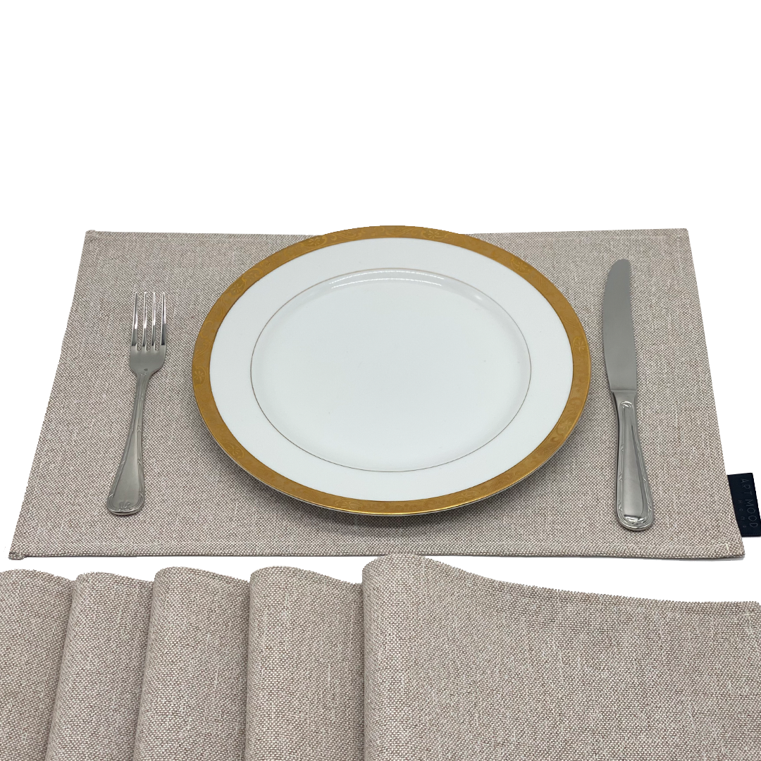 Linen Placemats & Runner Set - Light Beige