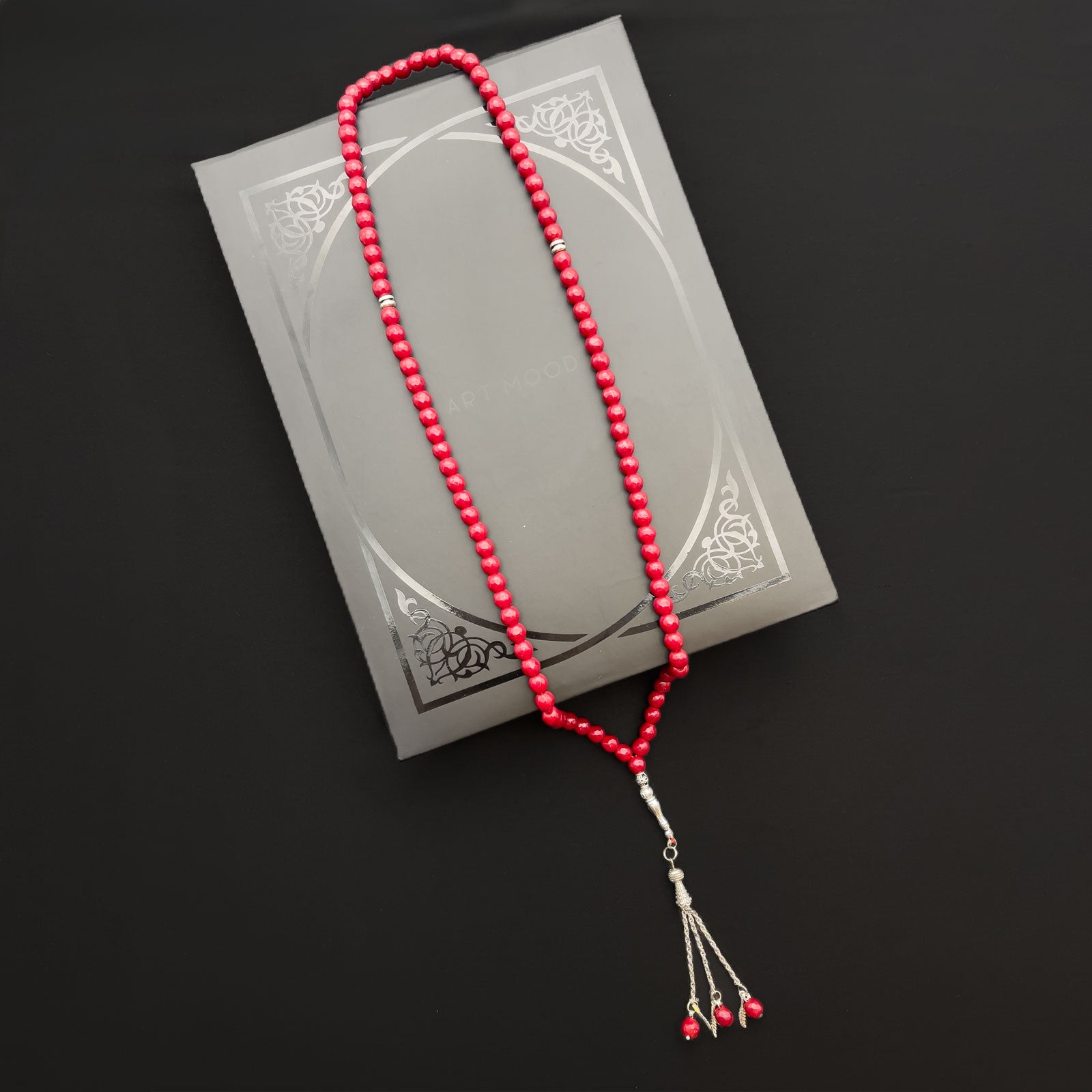 Prayer Rosary Agate Red Yaqoot Stone - سبحة حجر عقيق أحمر ياقوتي