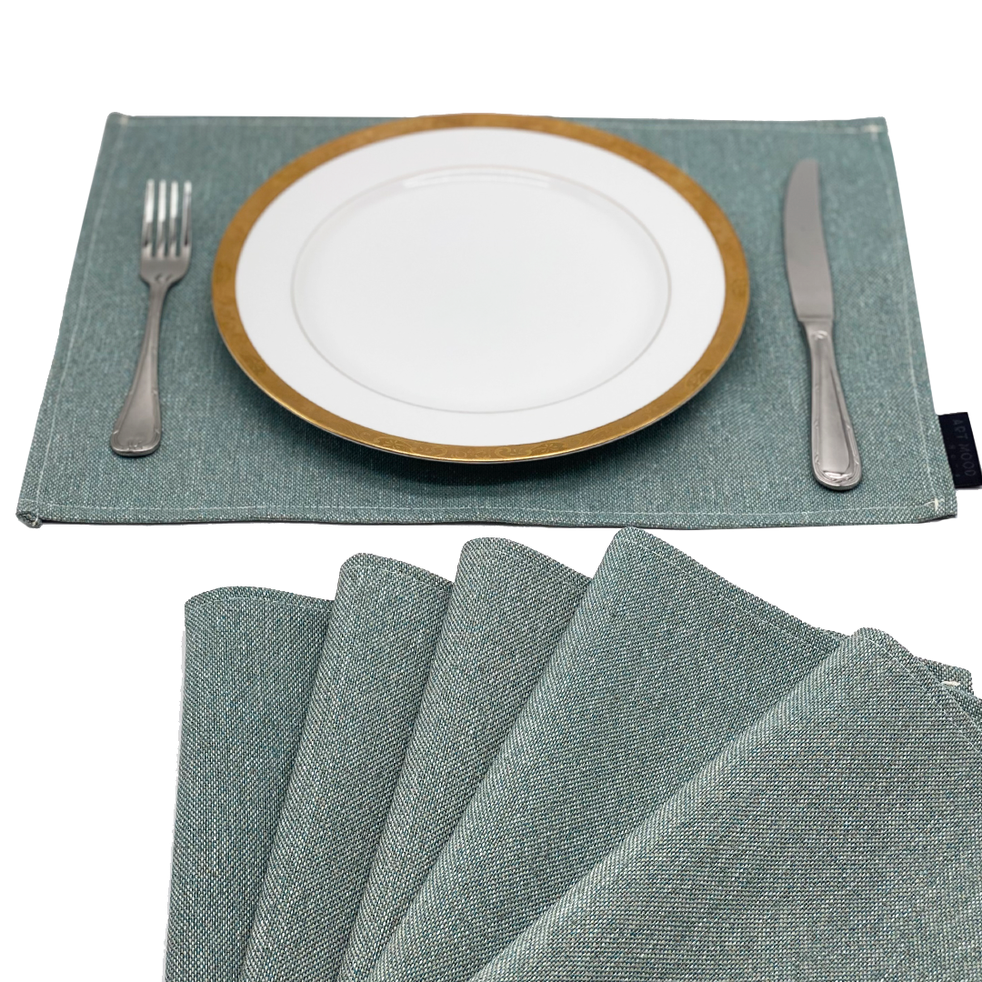 Linen Placemats & Runner Set - Mint Green