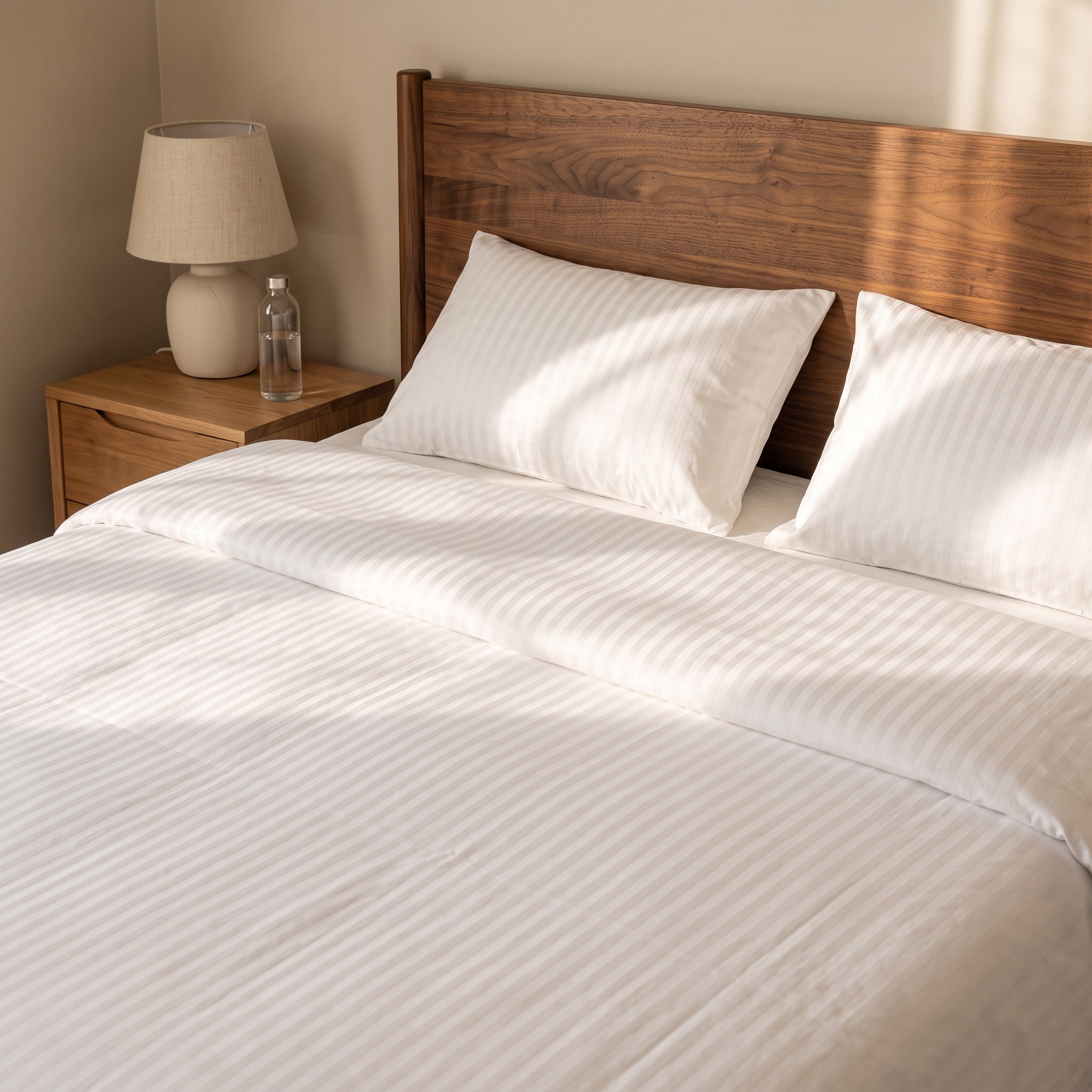 HOTEL DUVET COVER - ESSENTIAL SETS - 100% COTTON PREMIUM STRIPED SATEEN - 300 TC