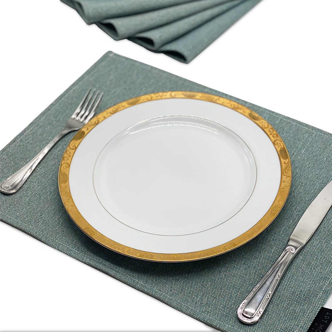 Linen Placemats & Runner Set - Mint Green