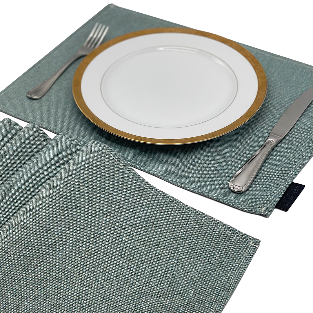 Linen Placemats & Runner Set - Mint Green