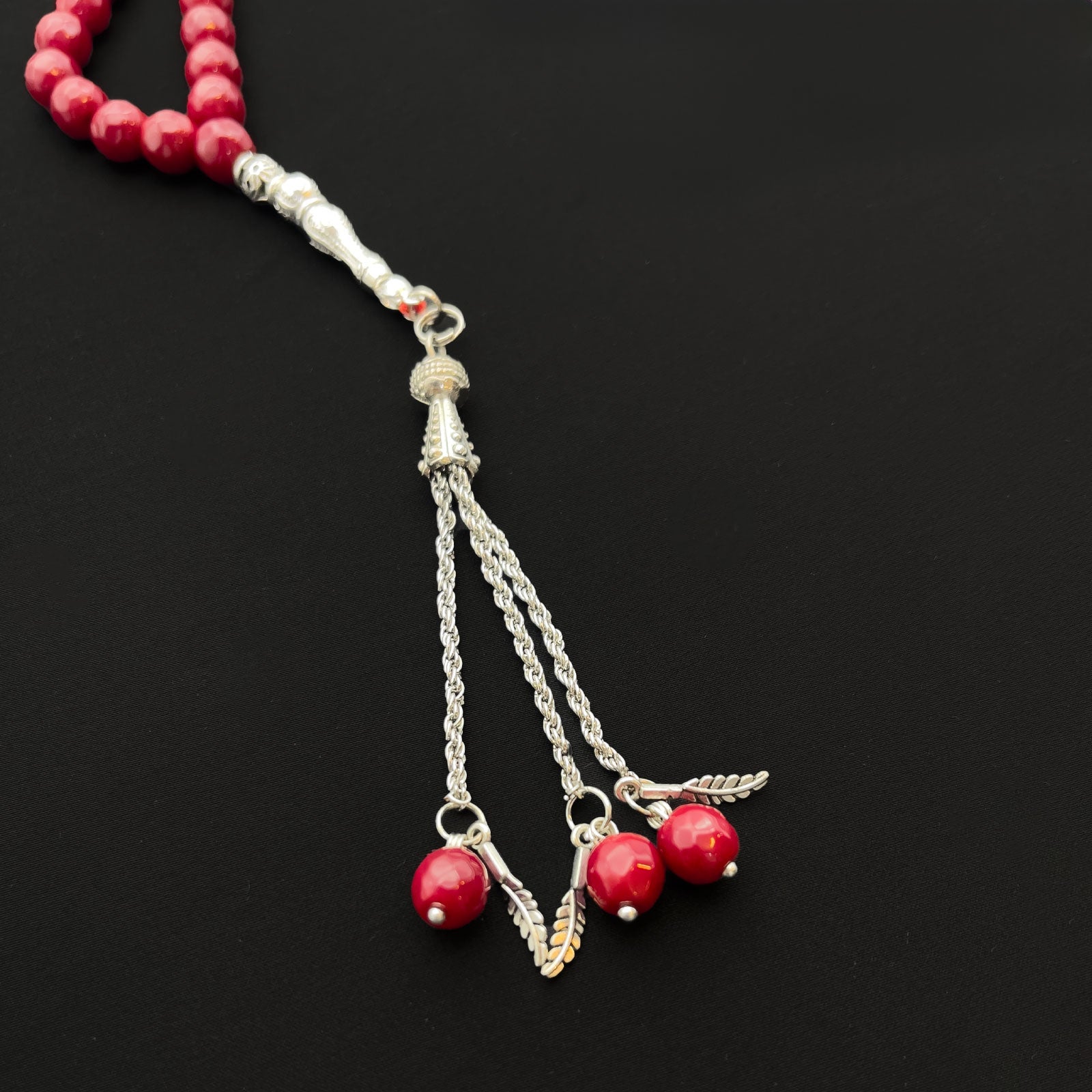 Prayer Rosary Agate Red Yaqoot Stone - سبحة حجر عقيق أحمر ياقوتي