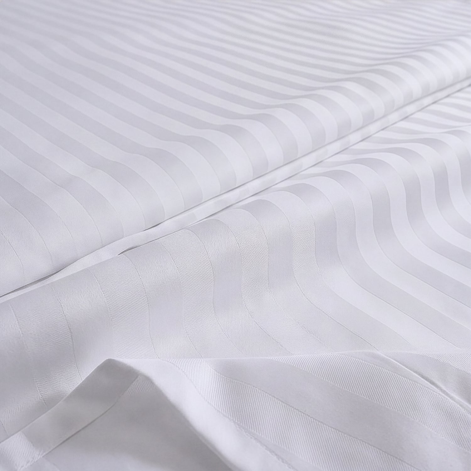 HOTEL BED SHEETS & PILLOW CASE SET - ESSENTIAL SETS - 100% COTTON PREMIUM STRIPED SATEEN - 300 TC