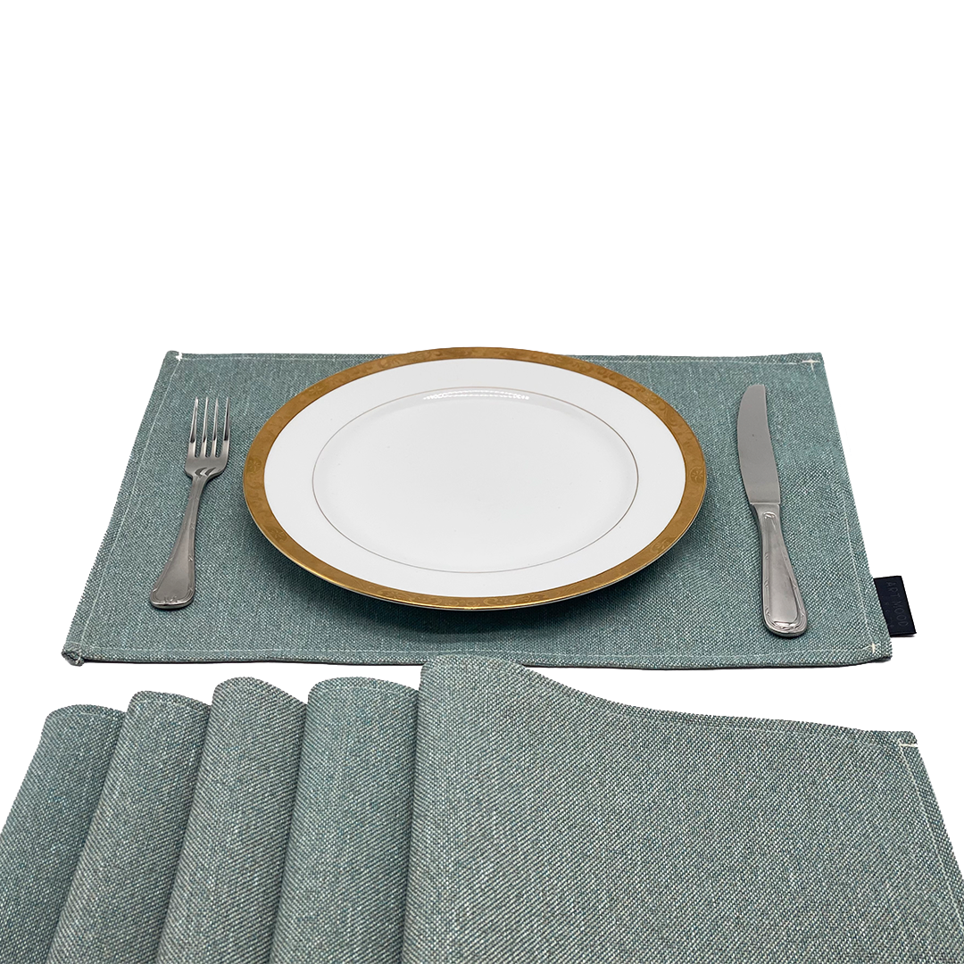 Linen Placemats & Runner Set - Mint Green