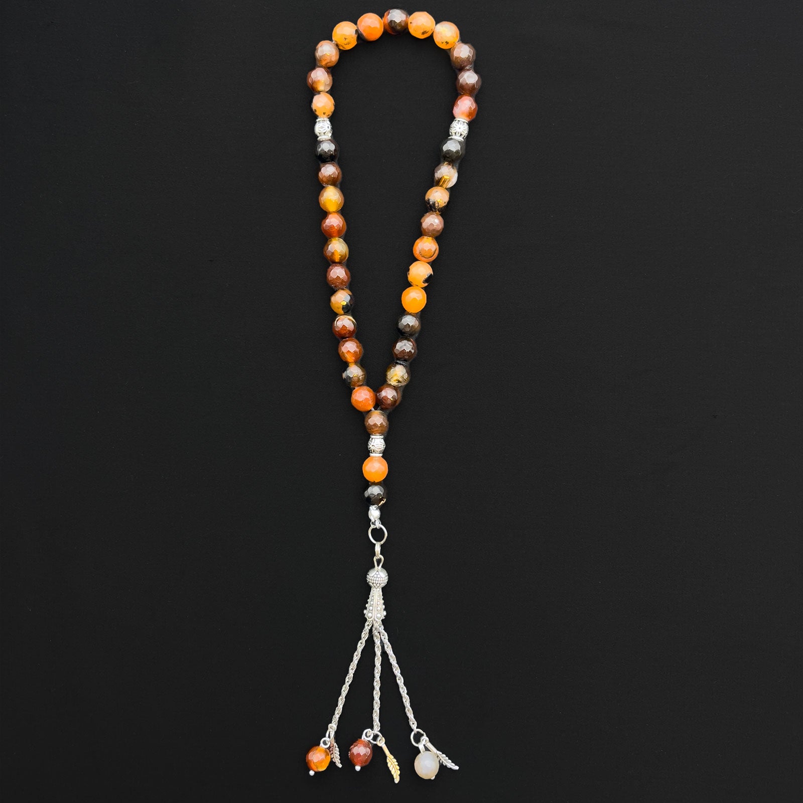 Prayer Rosary Agate Brown Stone - سبحة حجر عقيق بني