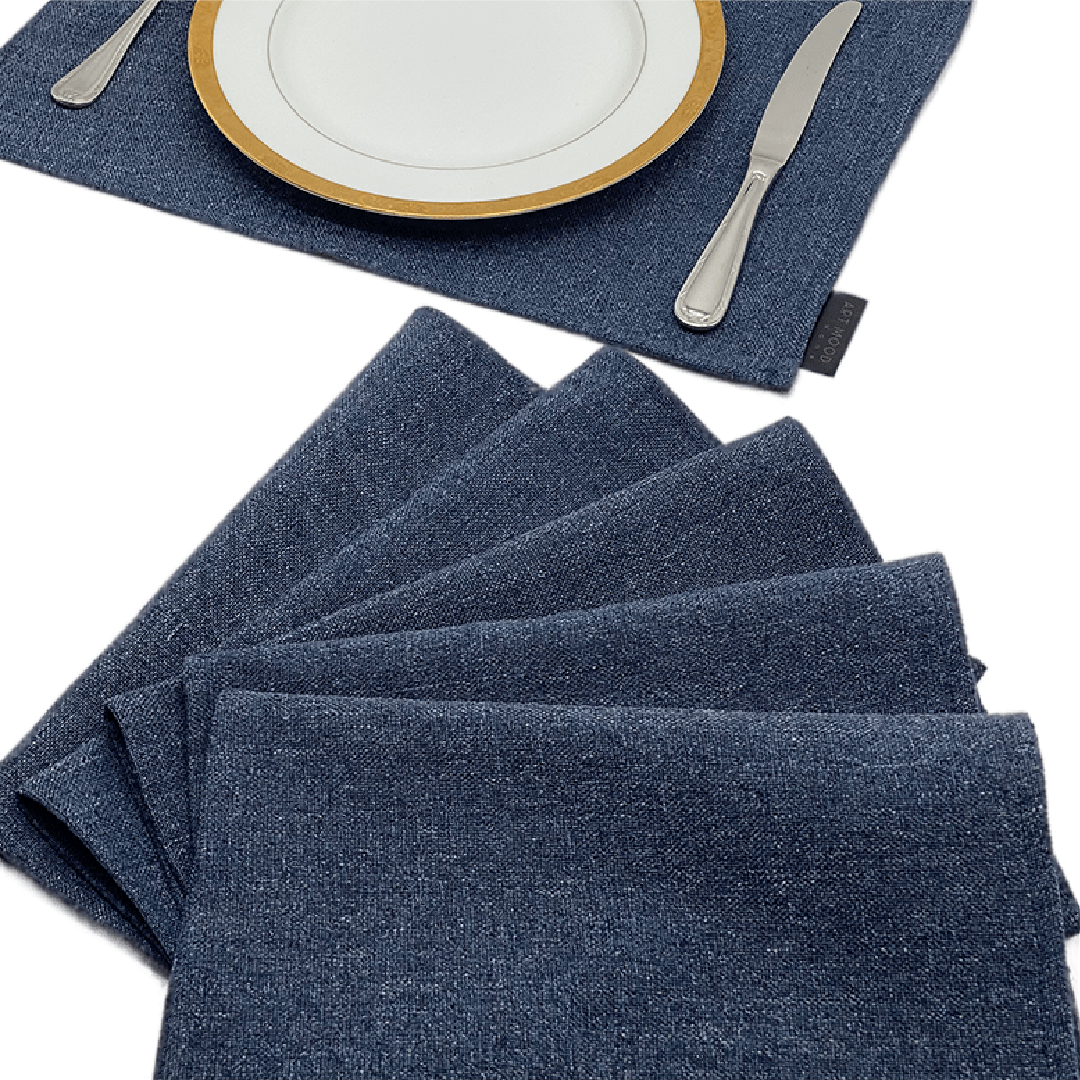 Linen Placemats & Runner Set - Dark Blue