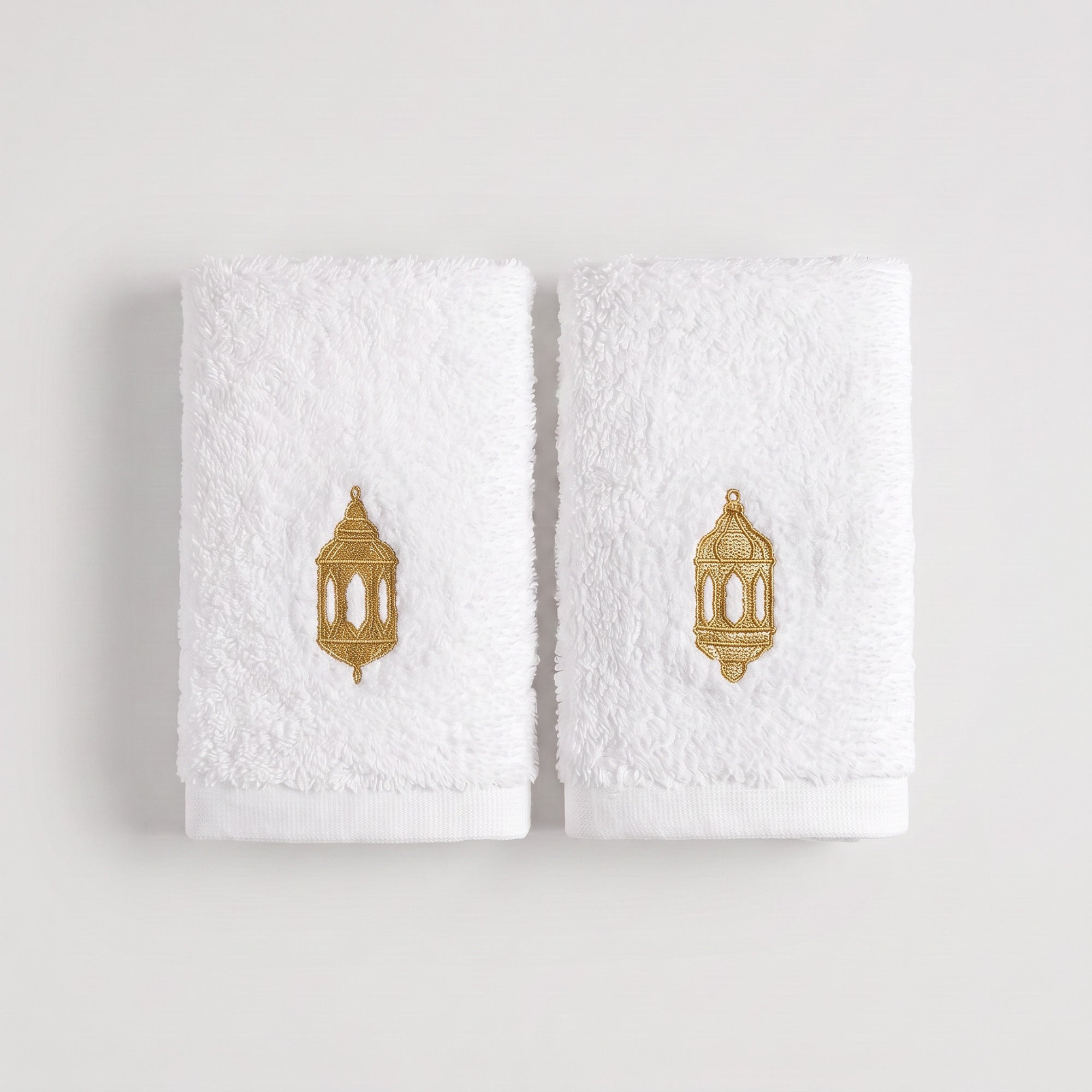 Guest Cotton Towels - Embroidered  - White 600GSM - Set of 2