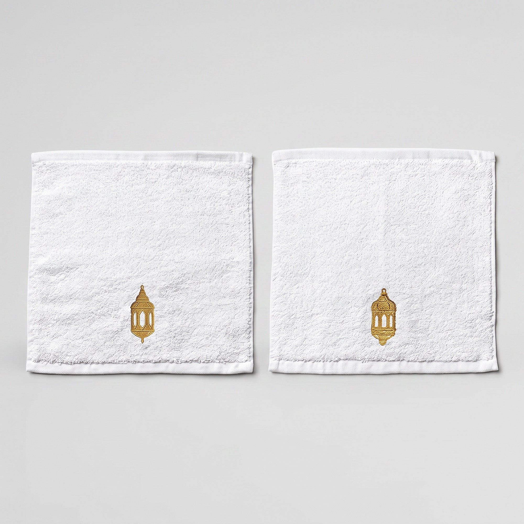 Guest Cotton Towels - Embroidered  - White 600GSM - Set of 2