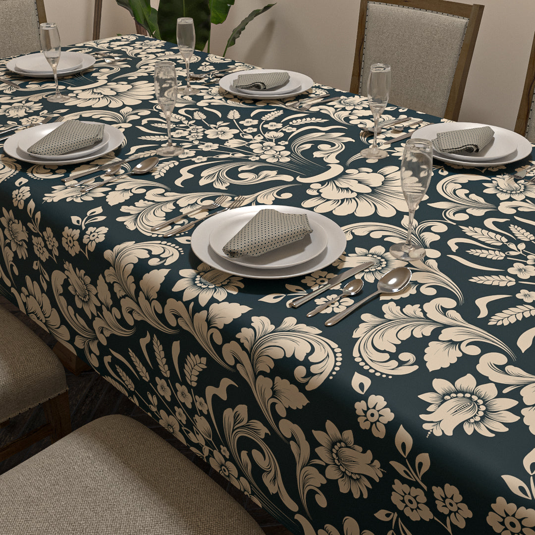 Black and shop cream tablecloth