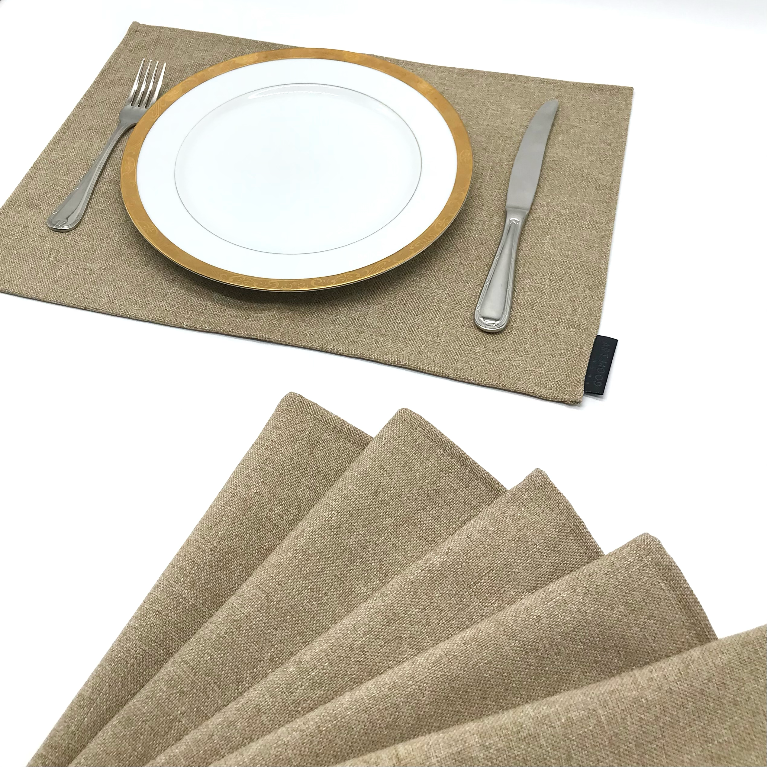 Linen Placemats & Runner Set - Beige