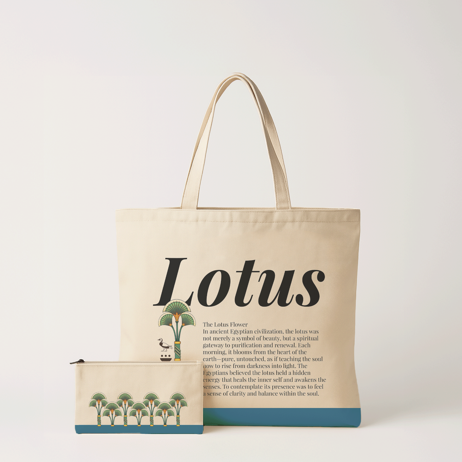 Ancient Egyptian - Tote Bag + Pouch - Lotus
