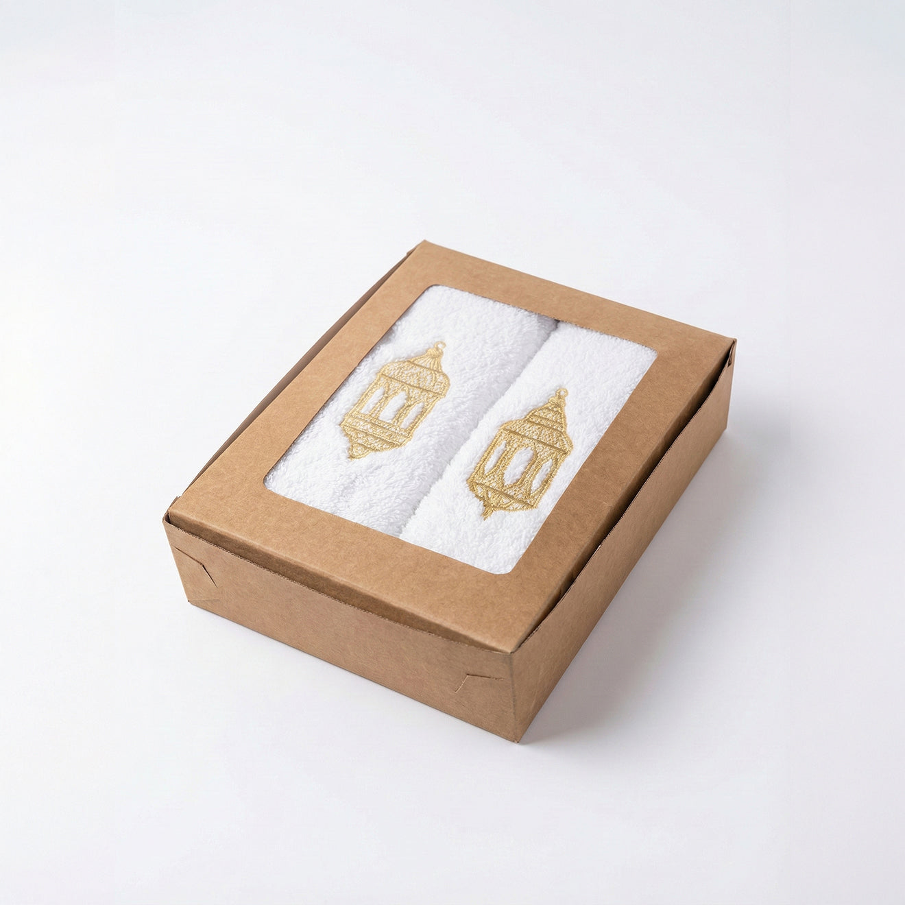 Guest Cotton Towels - Embroidered  - White 600GSM - Set of 2