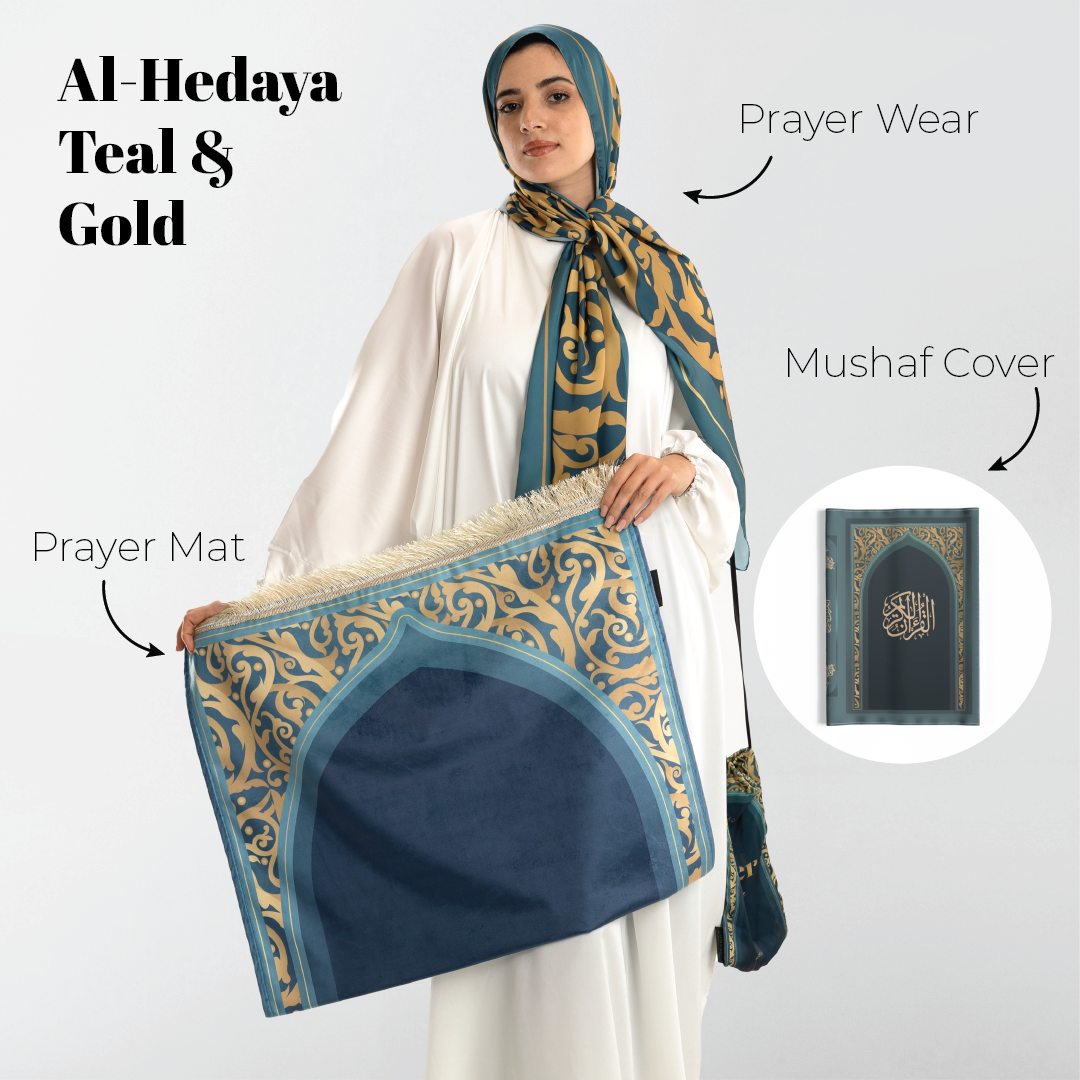 Coffret cadeau 2 (Mushaf + Couverture Mushaf + Marque-page Mushaf + Chapelet + Vêtements de prière + Payeur en velours