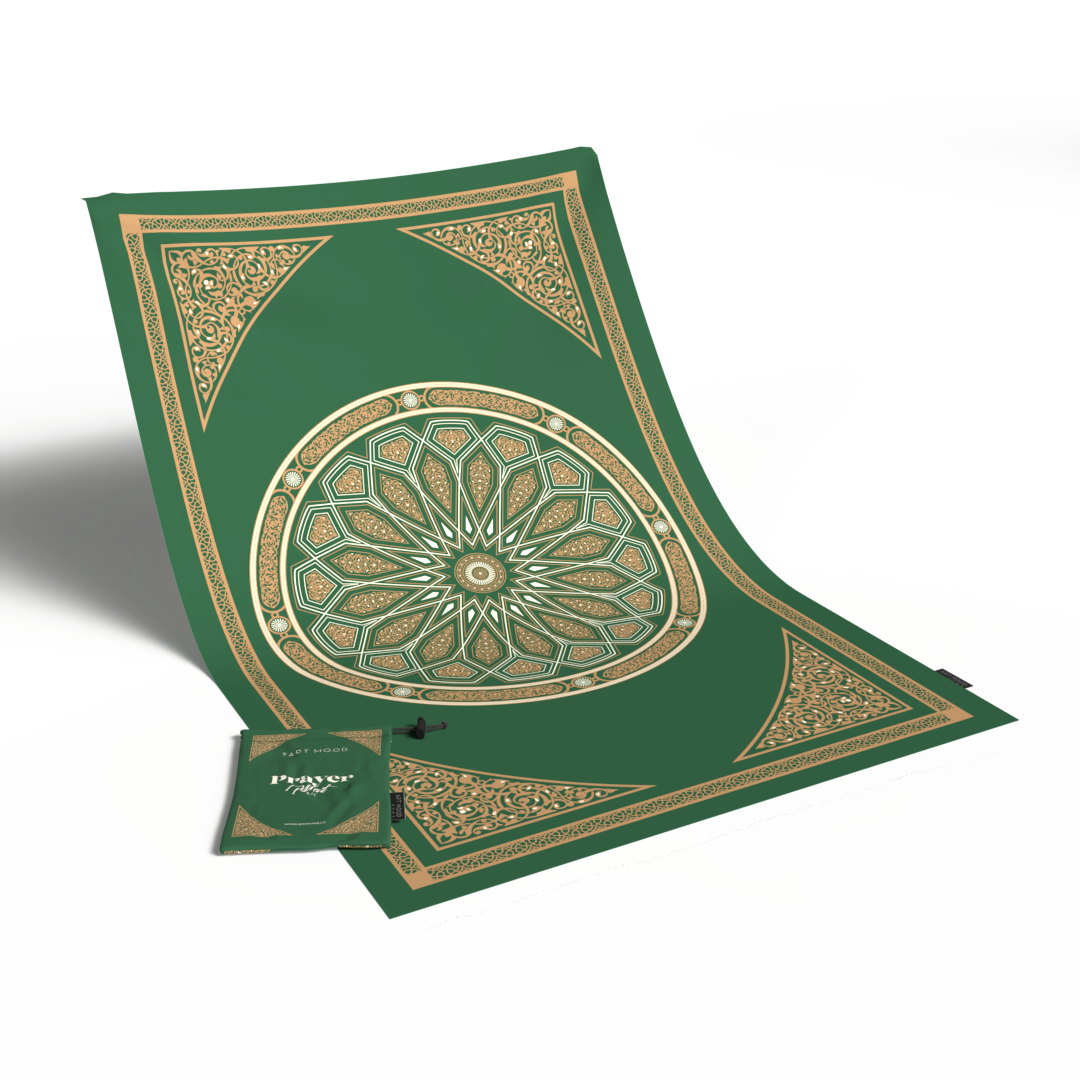 Prayer Mat AL-Qubba Green - Waterproof Pocket Size