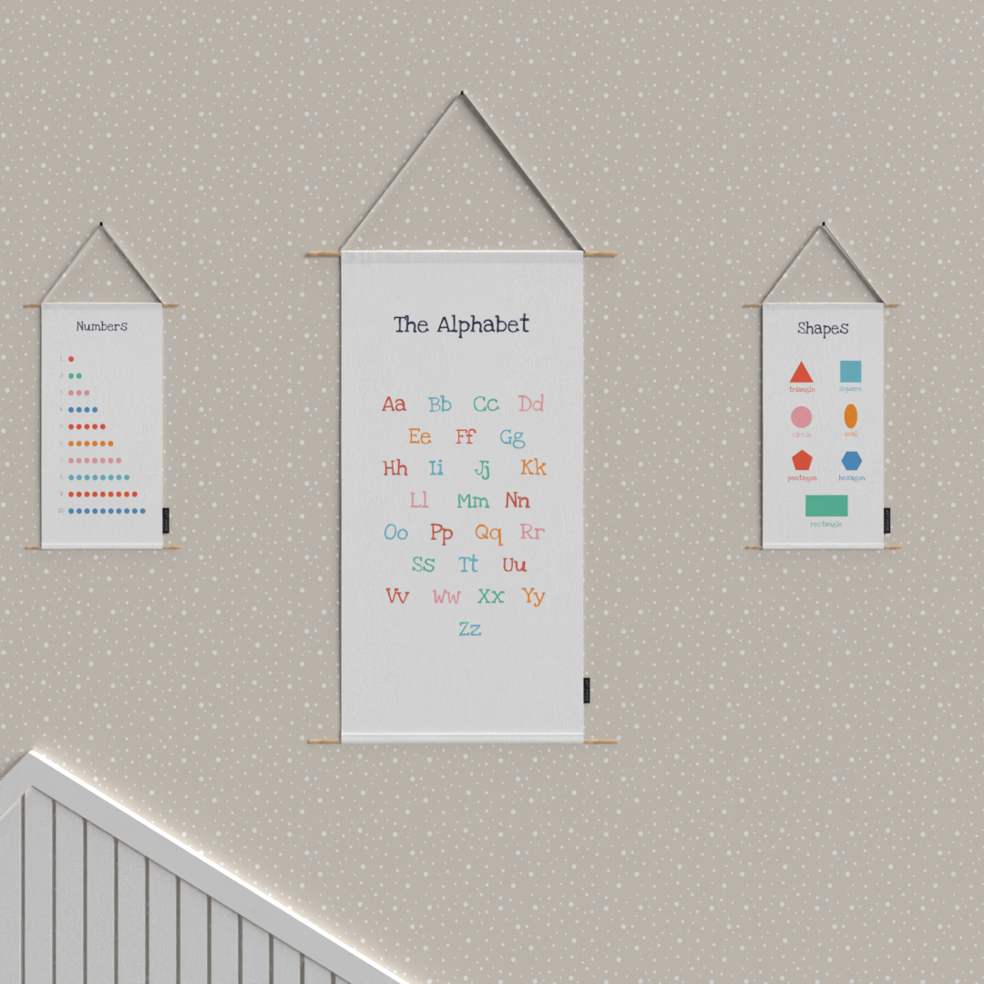 Alphabet, Shapes & Numbers Fabric Posters Set