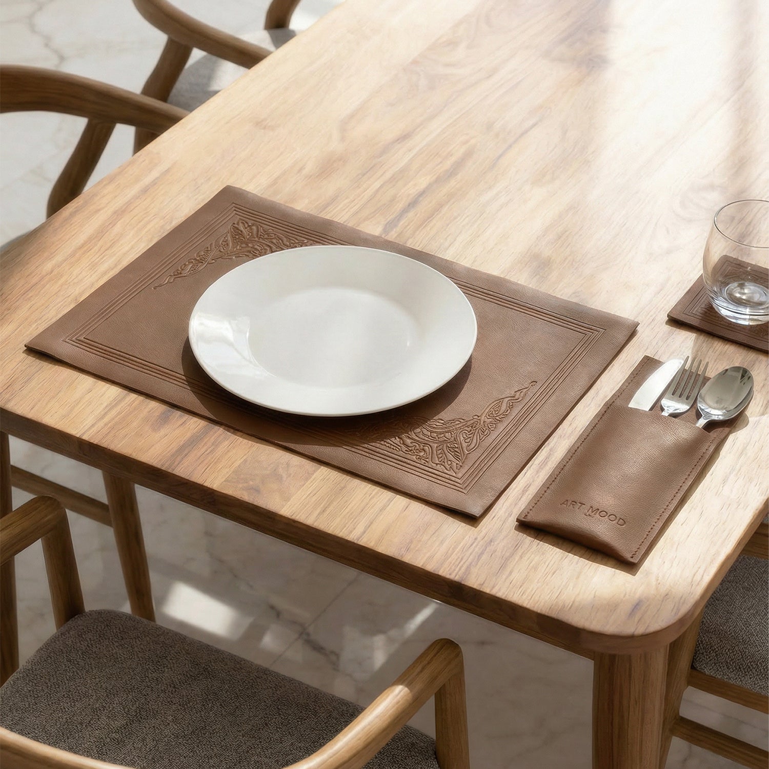 Luma Leather Placemats, Cover holders & Coasters