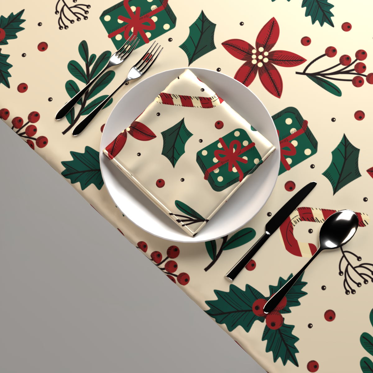 Christmas 12 Tablecloth & Napkins Set