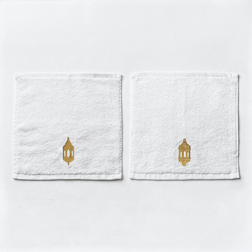 Guest Cotton Towels - Embroidered  - White 600GSM - Set of 2